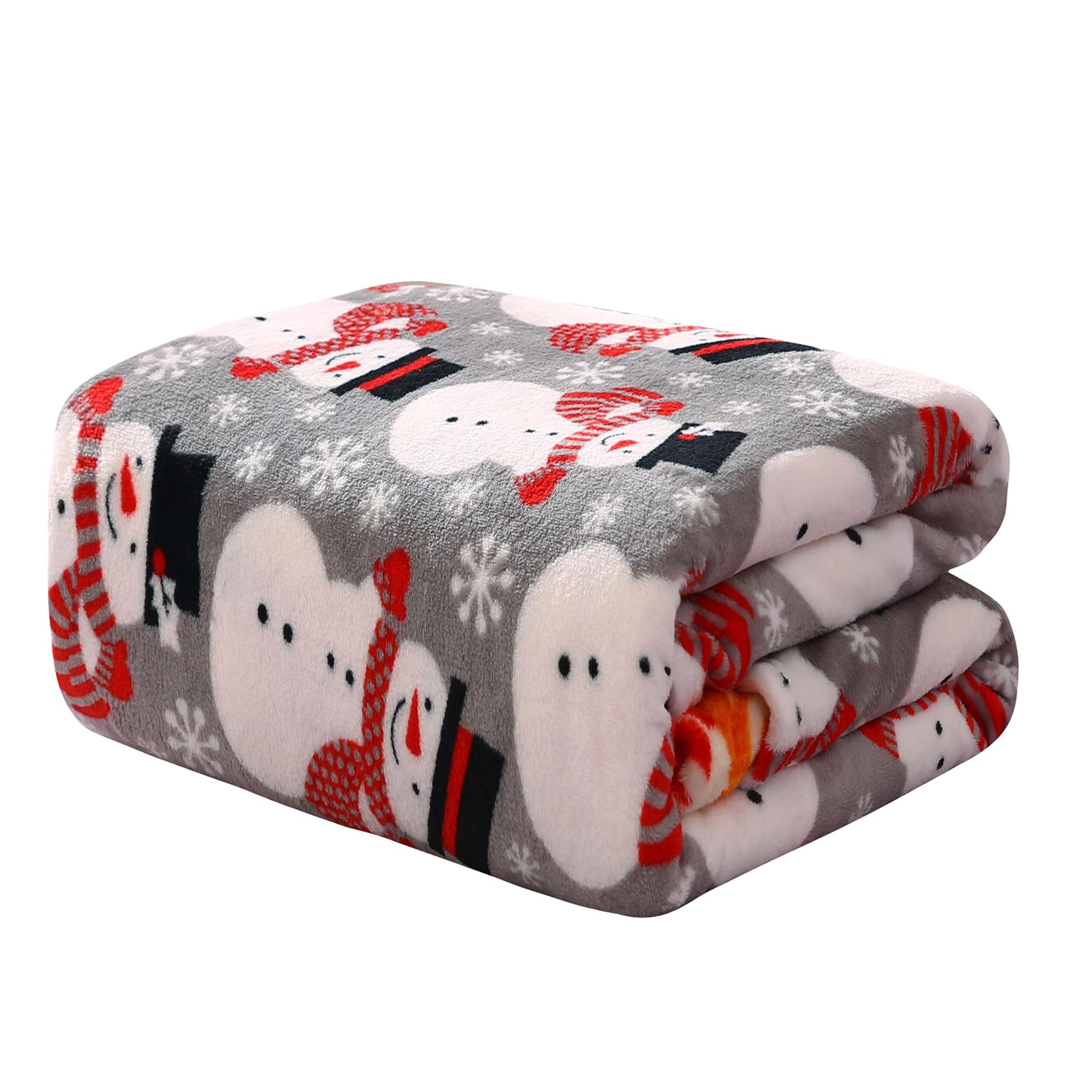Plazatex Big Christmas Snowman All Season Plush Decorative Christmas Throw Blanket 50" X 60" Grey