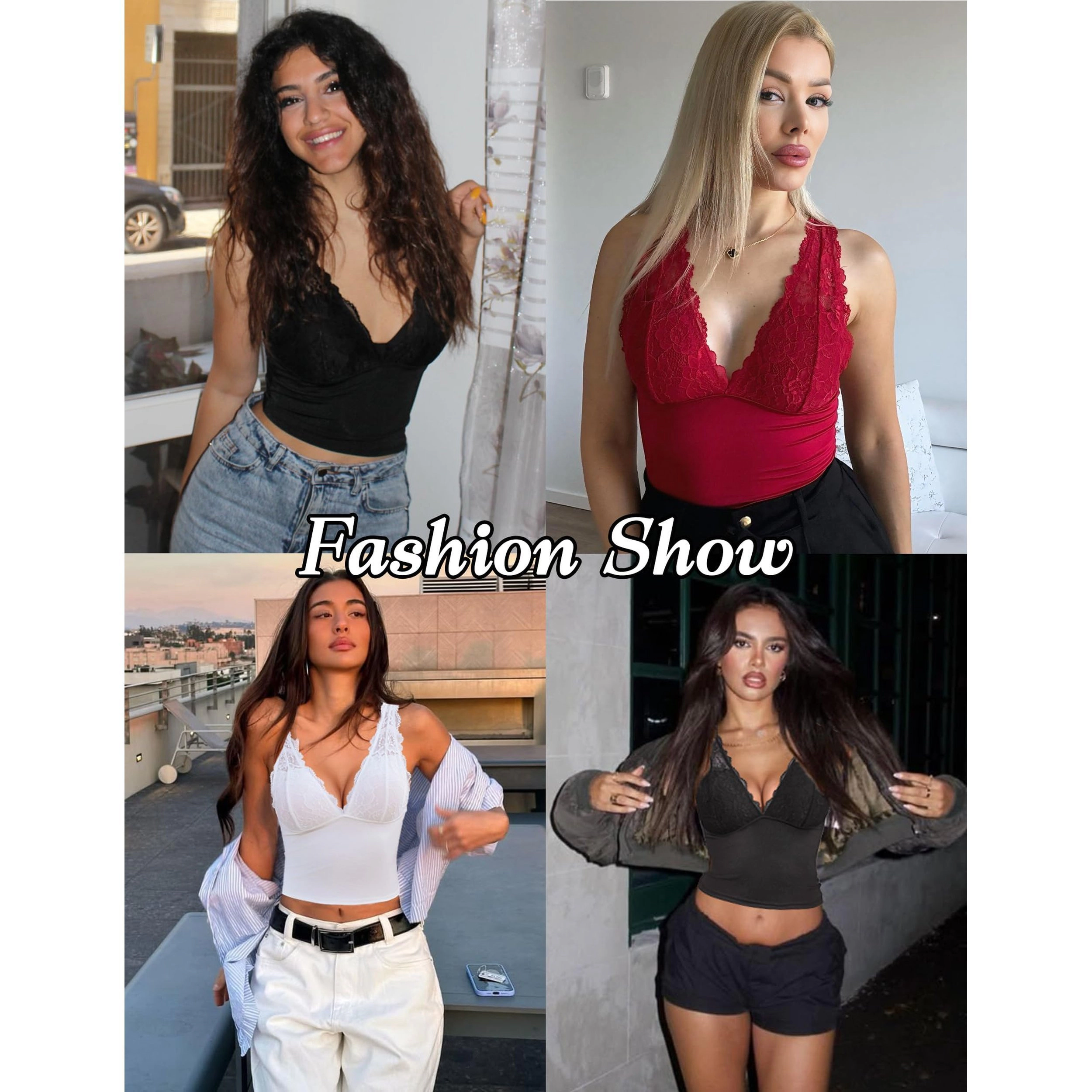 Avidlove Women's Lace Deep V Neck Tank Top