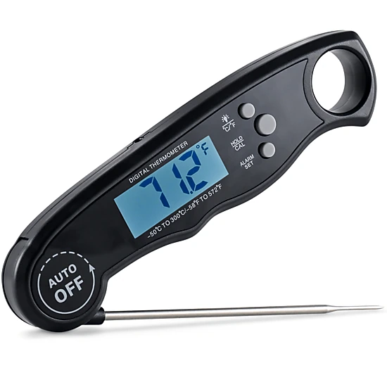 Cheer Collection Instant Read Food Thermometer with Foldable Probe
