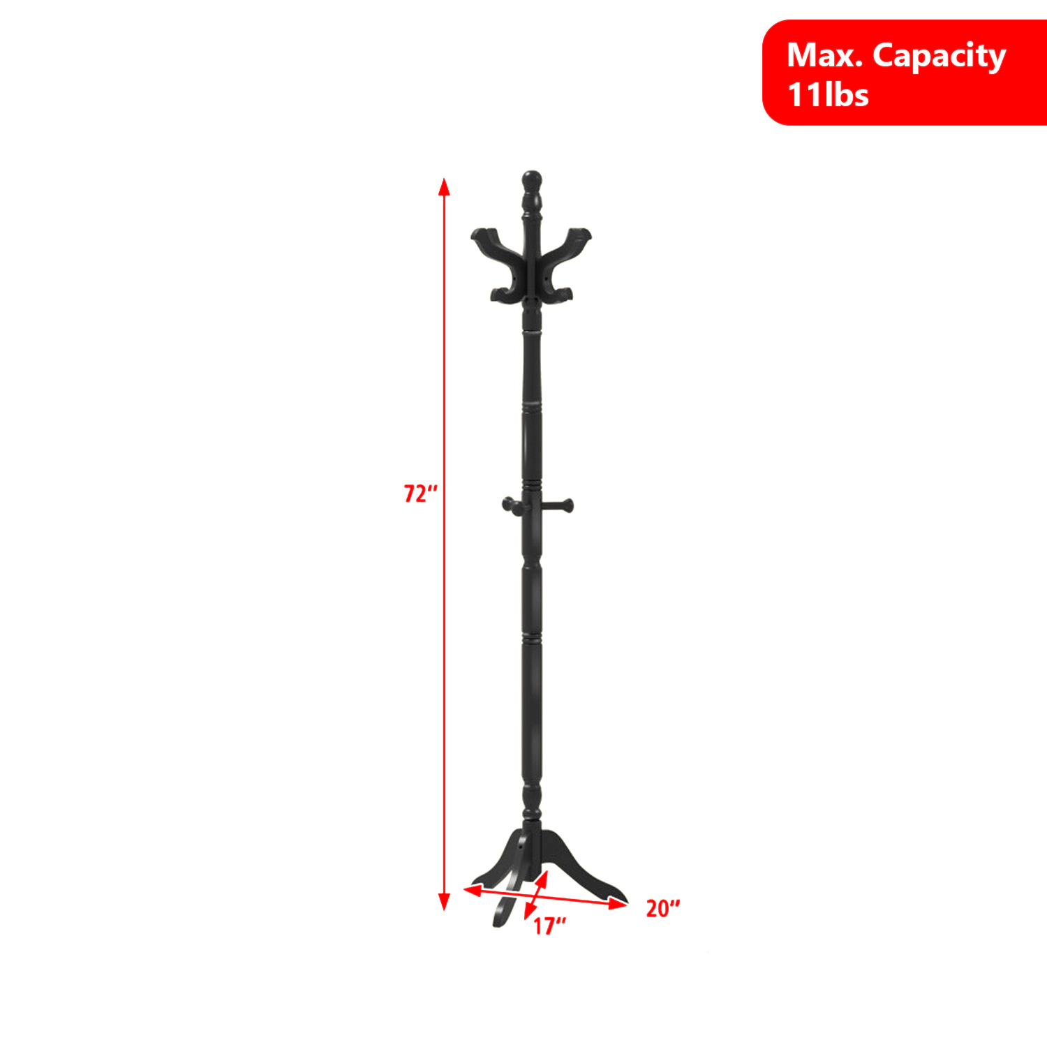 Hivvago Solid Wood Freestanding Entryway Rack with 11 Hooks