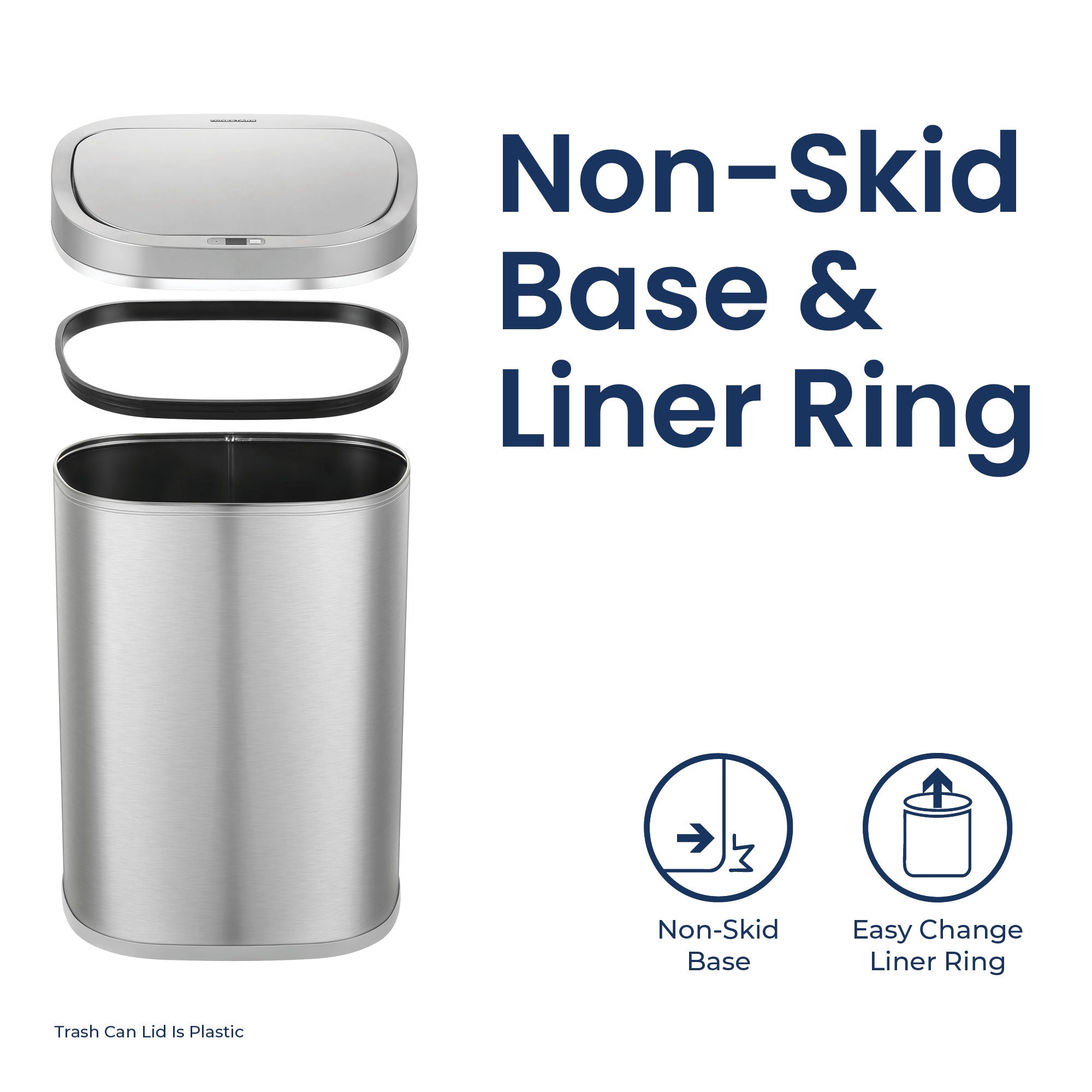 Ninestars D-Shape 21-Gallon Stainless Steel Motion Sensor Trash Can