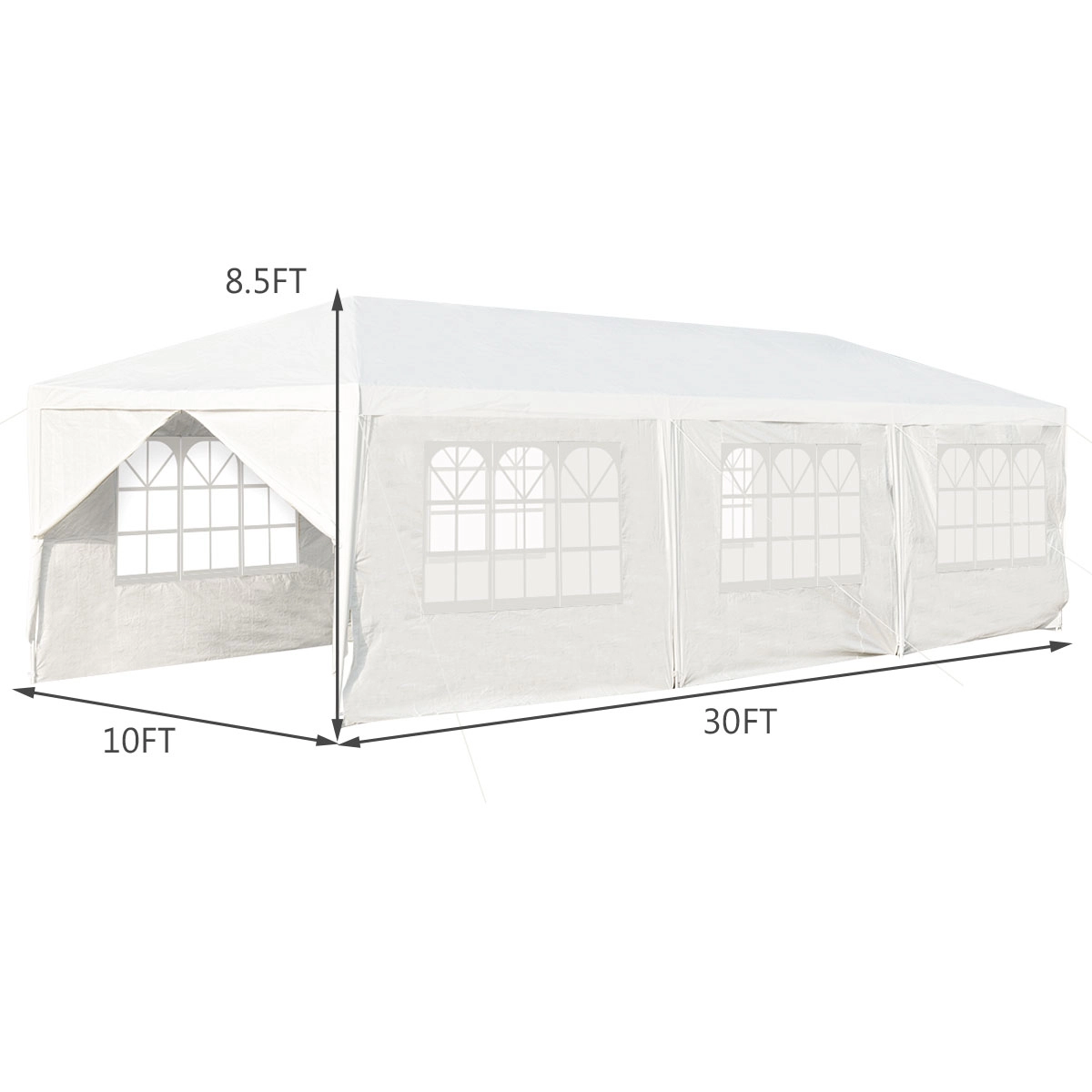 SUGIFT 10 x 30Feet Outdoor Canopy Tent with 6 Removable Sidewalls and 2 Doorways White