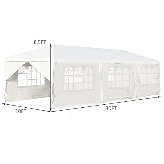 SUGIFT 10 x 30Feet Outdoor Canopy Tent with 6 Removable Sidewalls and 2 Doorways White