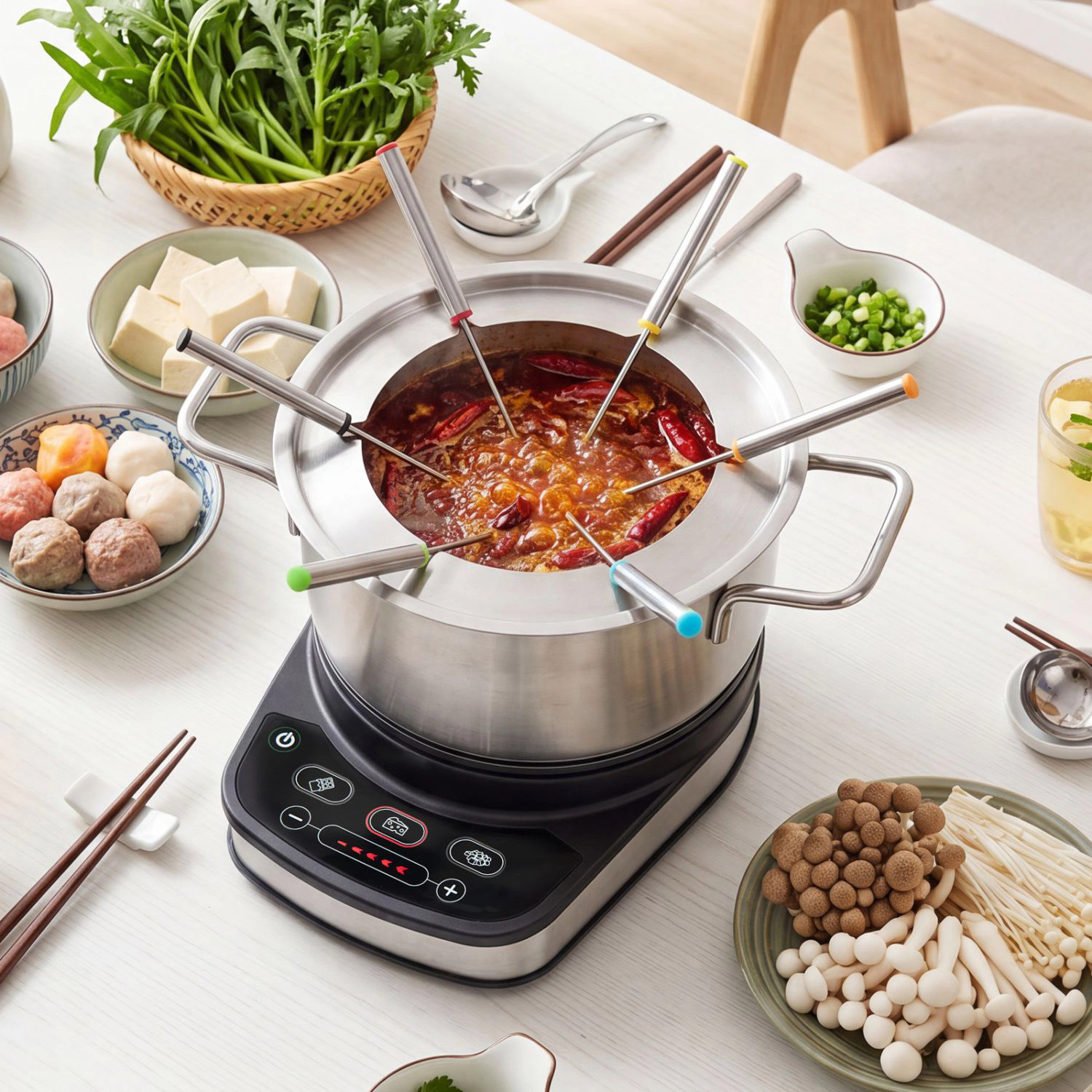 SlickBlue 1200W Electric Fondue Maker with 3.2 QT Pot & 6 Forks