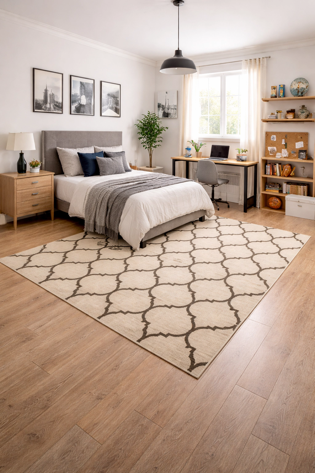 Magic Rugs Cream & Brown Floral Trellis Design 5X8 Hand-Tufted Modern Rug