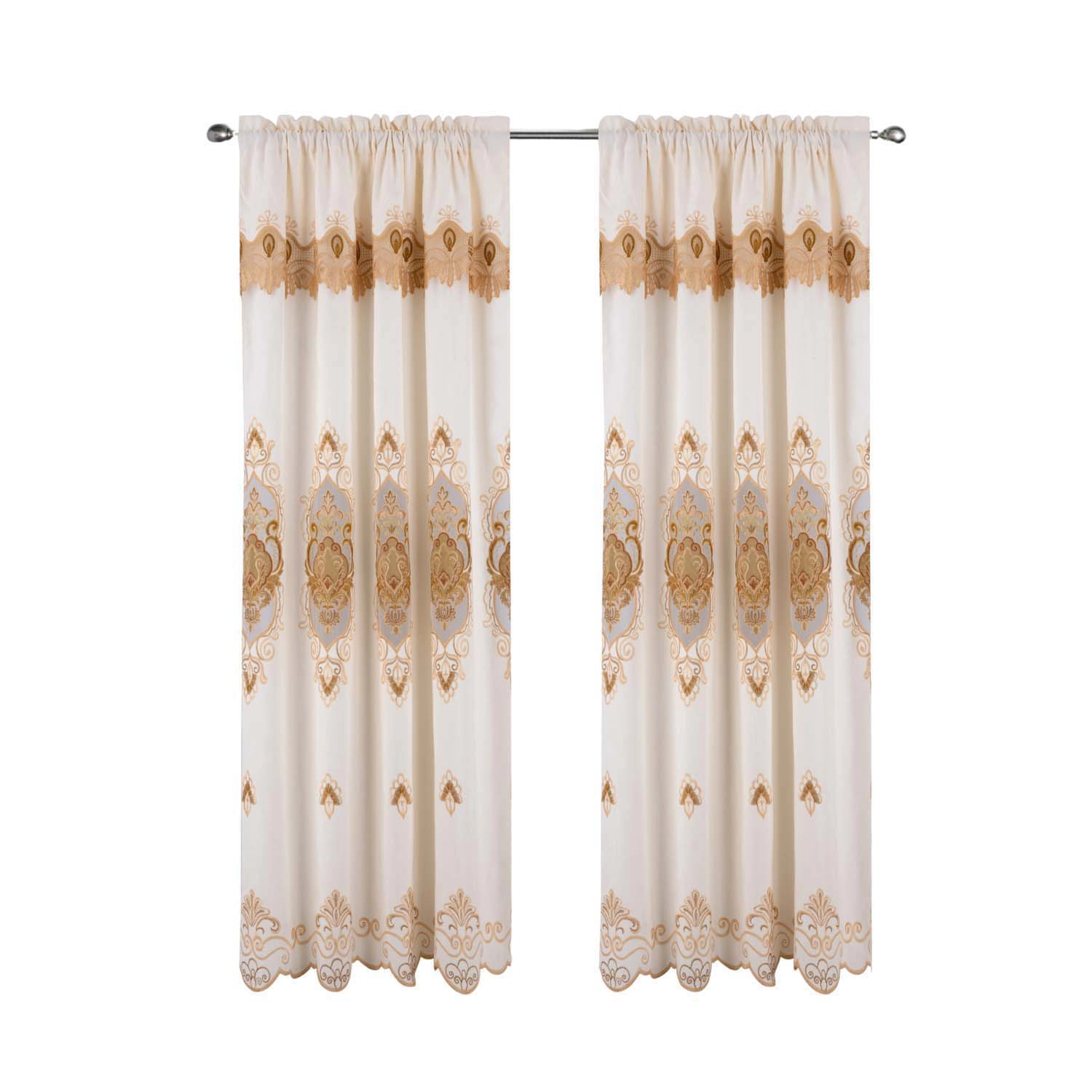 RT Designer Collection Betsy Macrame Rod Pocket Curtain Panel 52" x 84" Gold