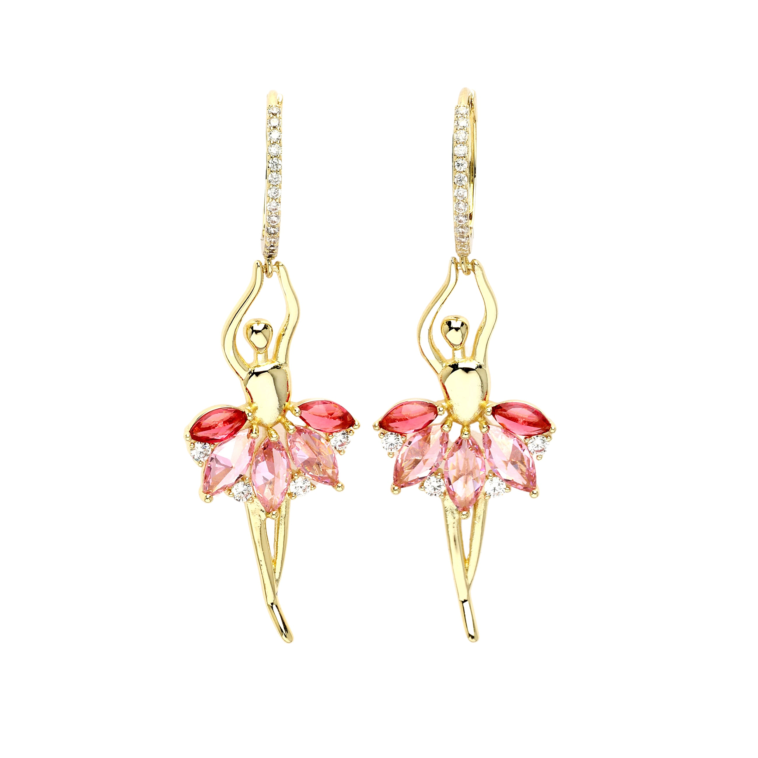 AGP PARIS Womens Diva Ballet Dancer Pink Drop Earrings