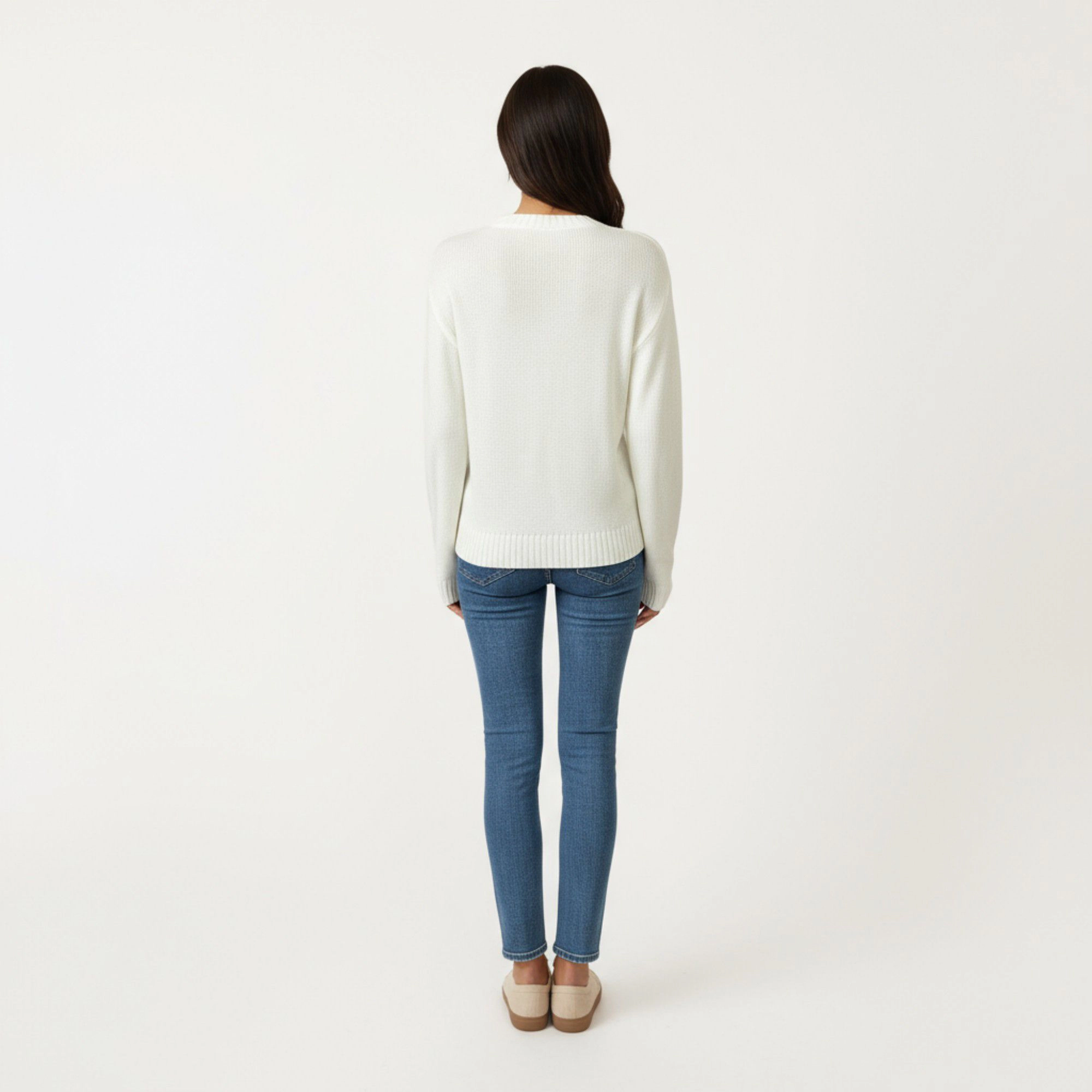 Anna-Kaci Women's Floral Embroidered Knit Sweater with Ribbed Hem Long Sleeves