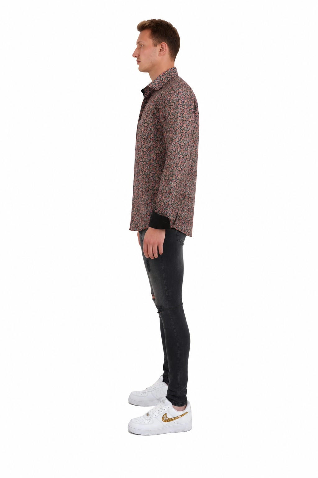 Elie Balleh Slim Fit Mens Paisley Print Button-Down Shirt
