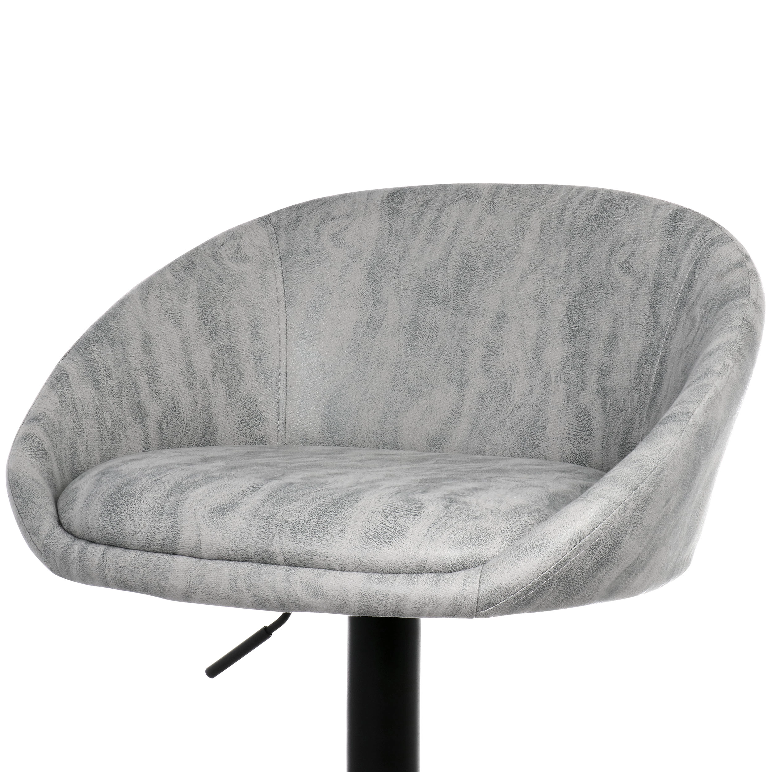 Elama 2 Piece Cloth Adjustable Bar Stool Set in Gray with Black Base