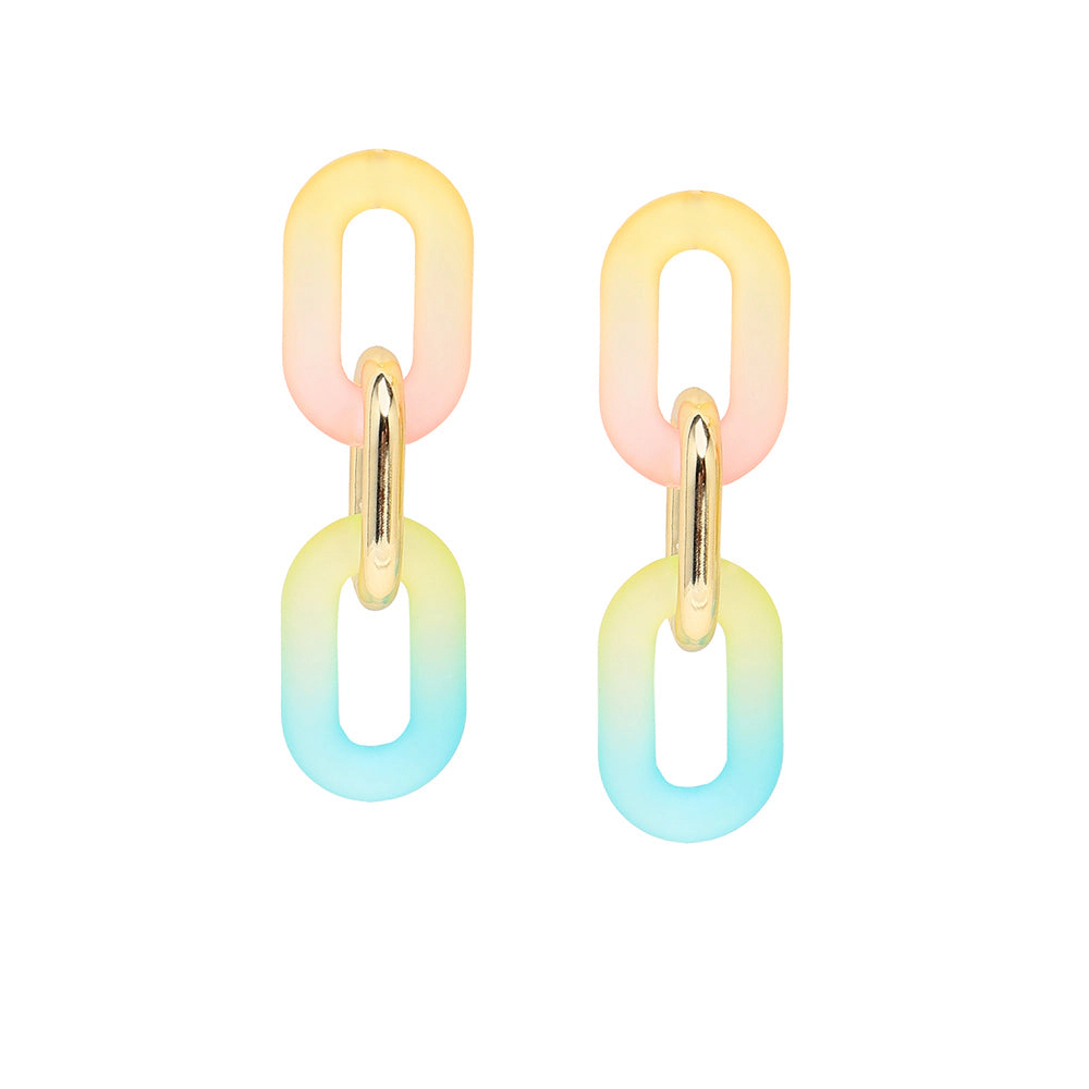 SOHI Women's Gold Ombre Chainlink Drop Earrings