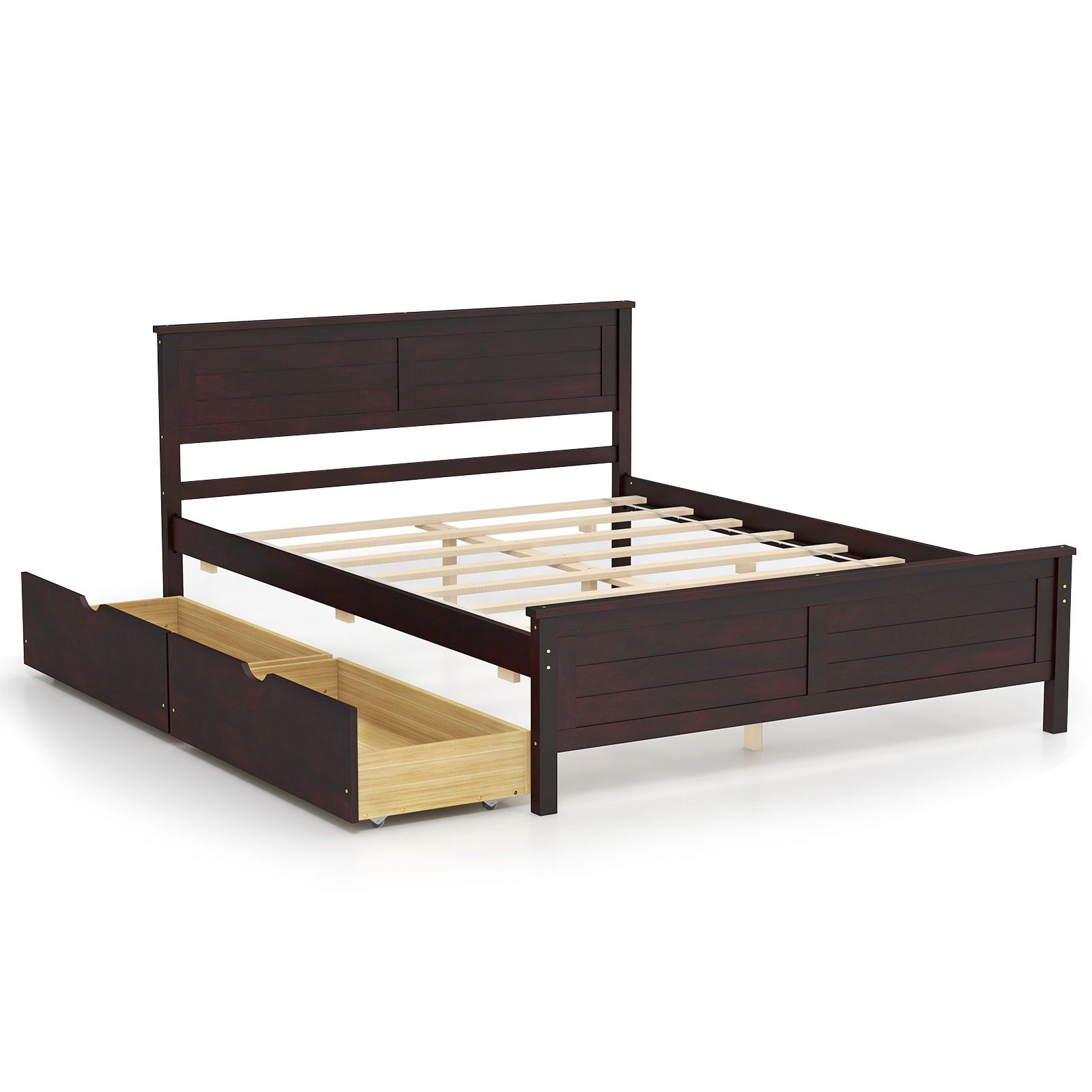 SlickBlue Full Bed Frame with Wood Headboard & Storage Drawers