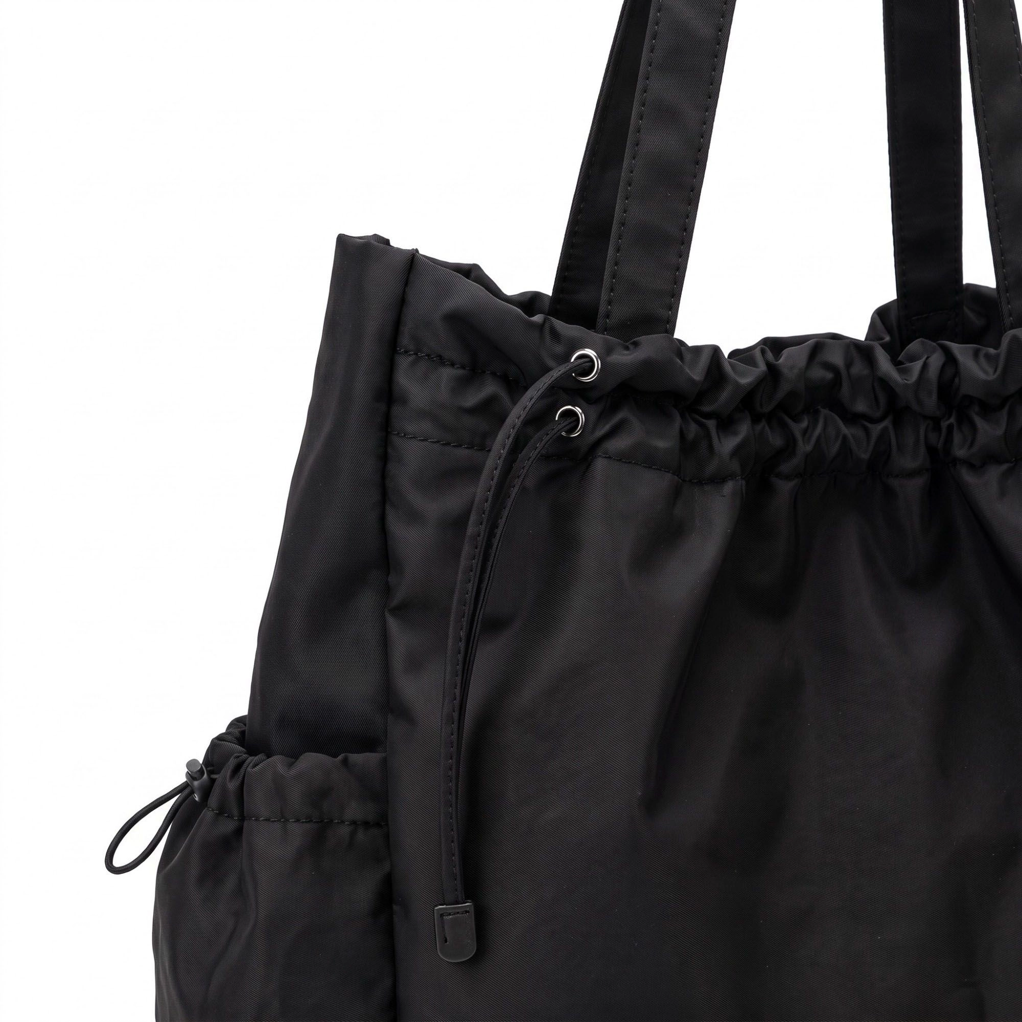 Alilang Women's Drawstring Tote Bag with Long Shoulder Straps and Adjustable Side Pockets 12.5x13x5.5in