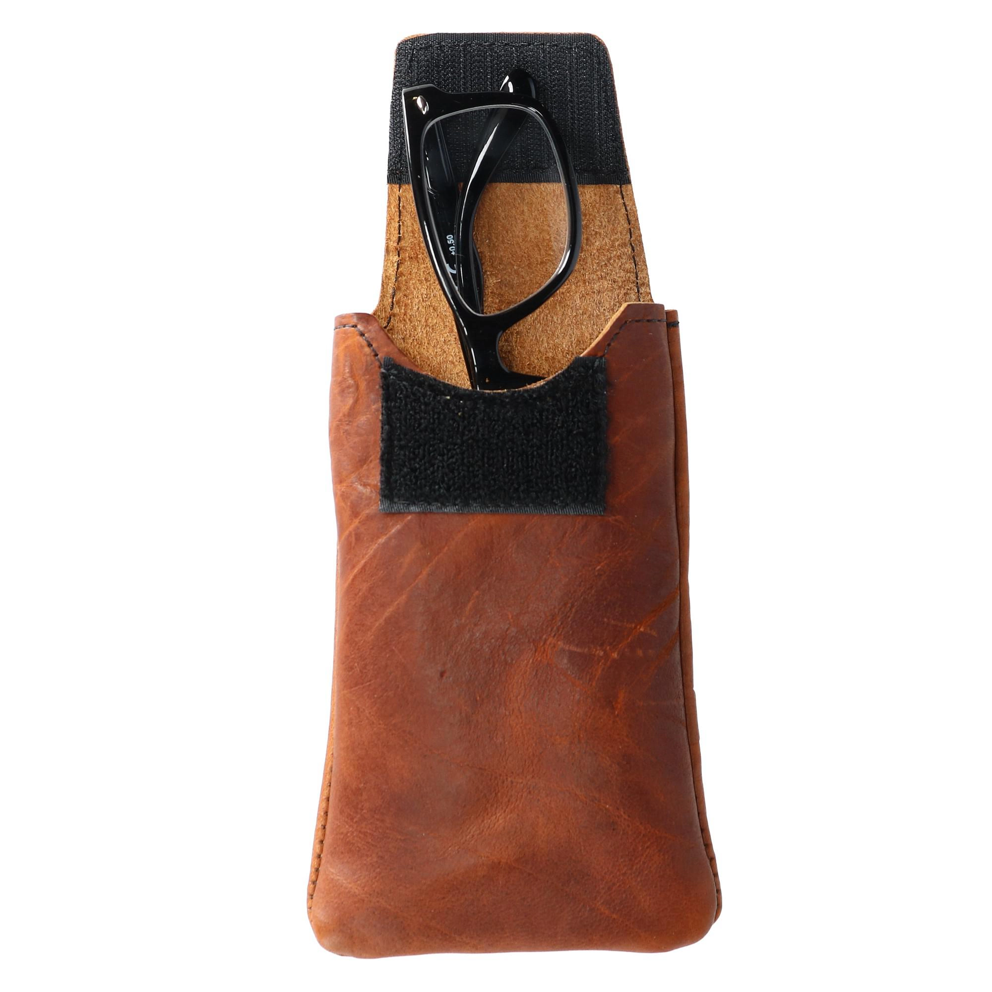 Boston Leather Textured Bison Leather Eyeglass Case