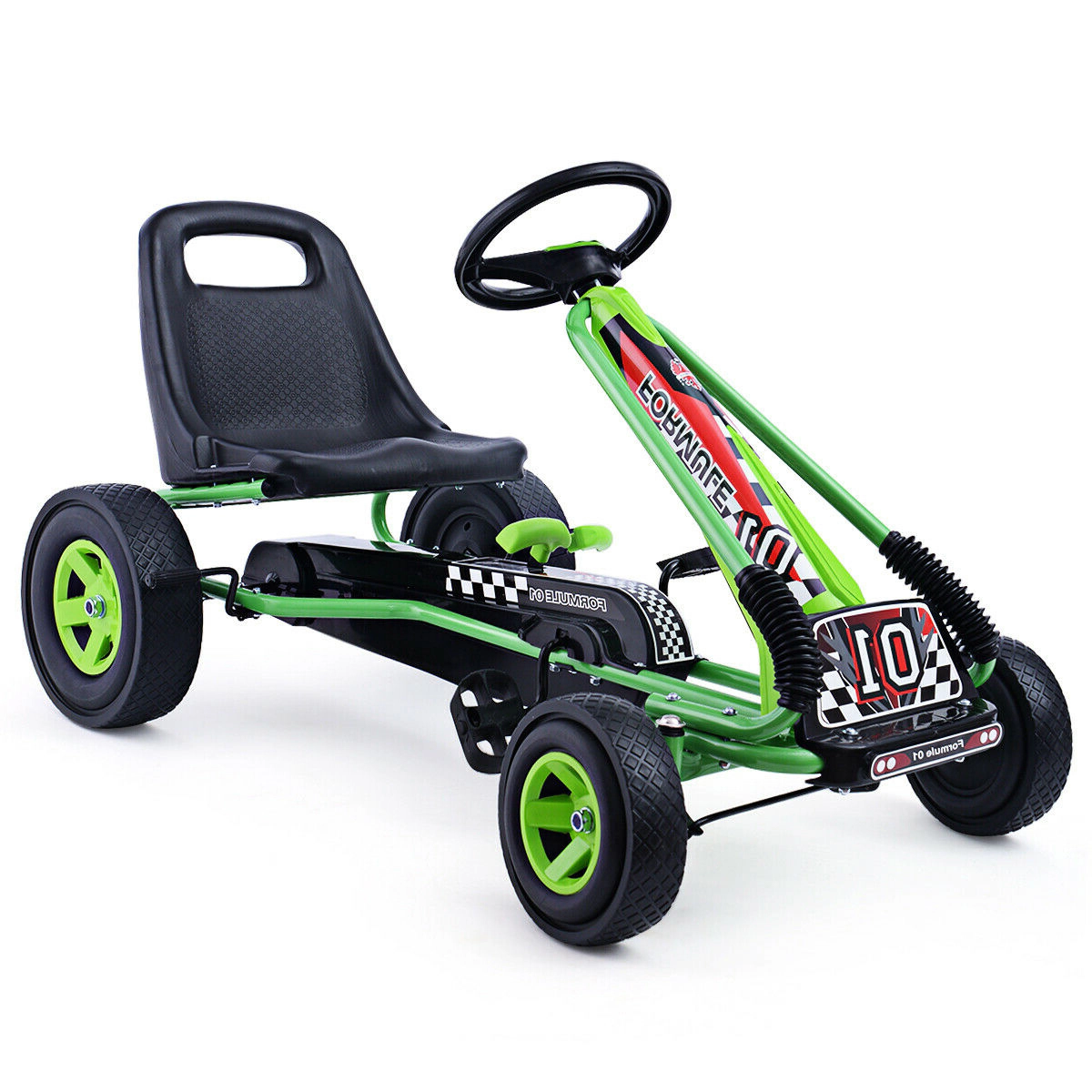 SUGIFT 4-Wheel Kids Ride On Pedal Powered Go Kart Racer Car 66-lb Capacity Ages 3+ Green