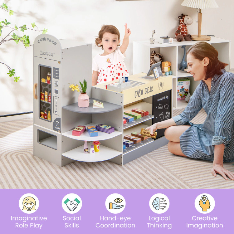 Hivvago Kids Grocery Store Playset with Cash Register POS Machine