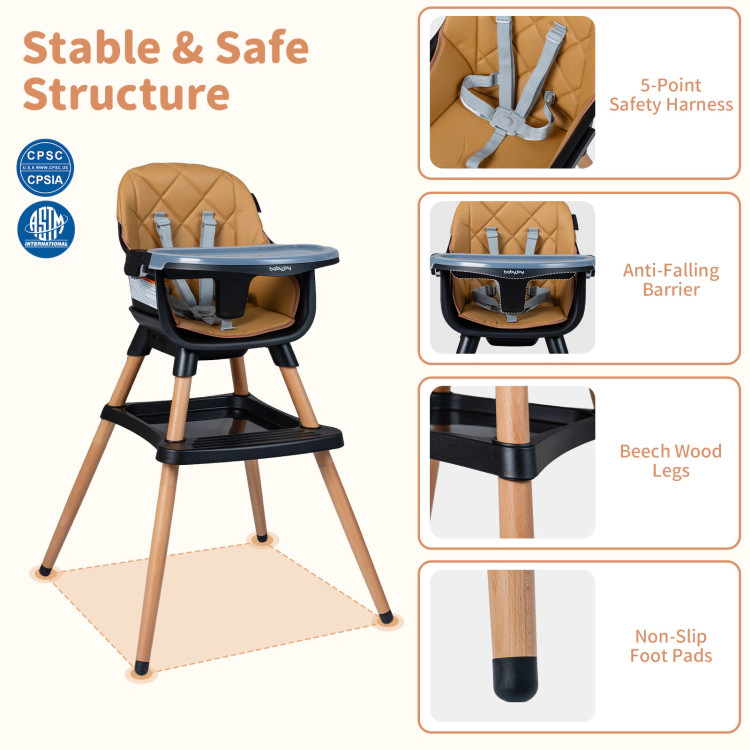 Hivvago 9-in-1 Convertible High Chair for Babies and Toddlers with Seat Cushion