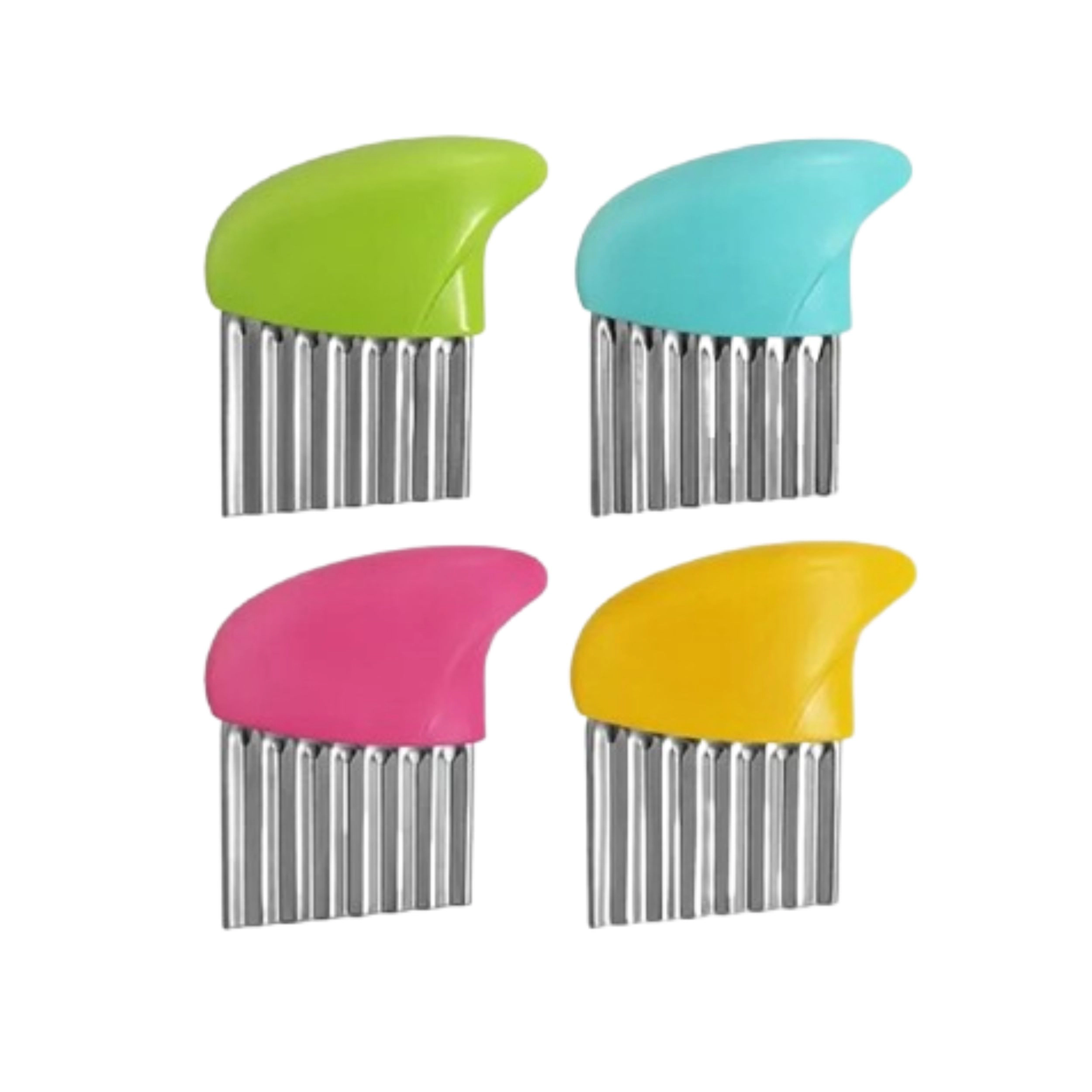 Home Collection Pack of 4 Stainless Steel Crinkle Cutter Wavy Slicer for Fries & Vegetables