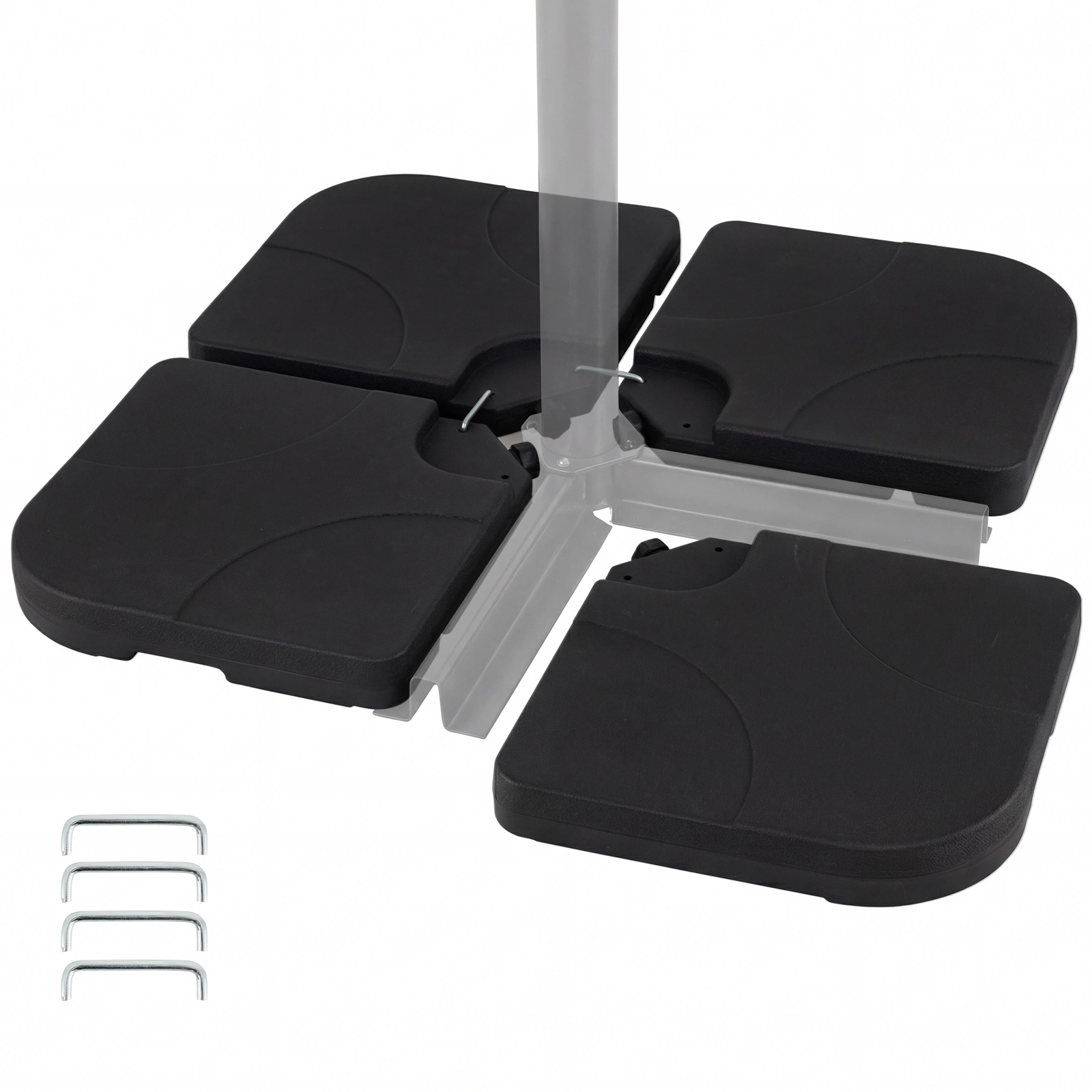 Slickblue 4PC Fillable Patio Umbrella Base Plates for Offset Umbrellas with Interlocking Square Design