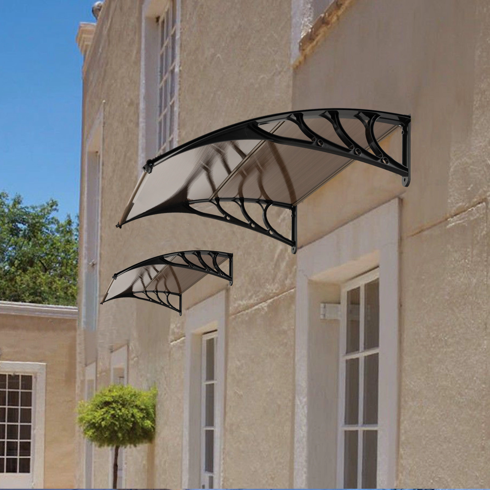 Hivvago Outdoor Front Door Patio Overhang Awning for Sunlight Rain Snow Wind Protection