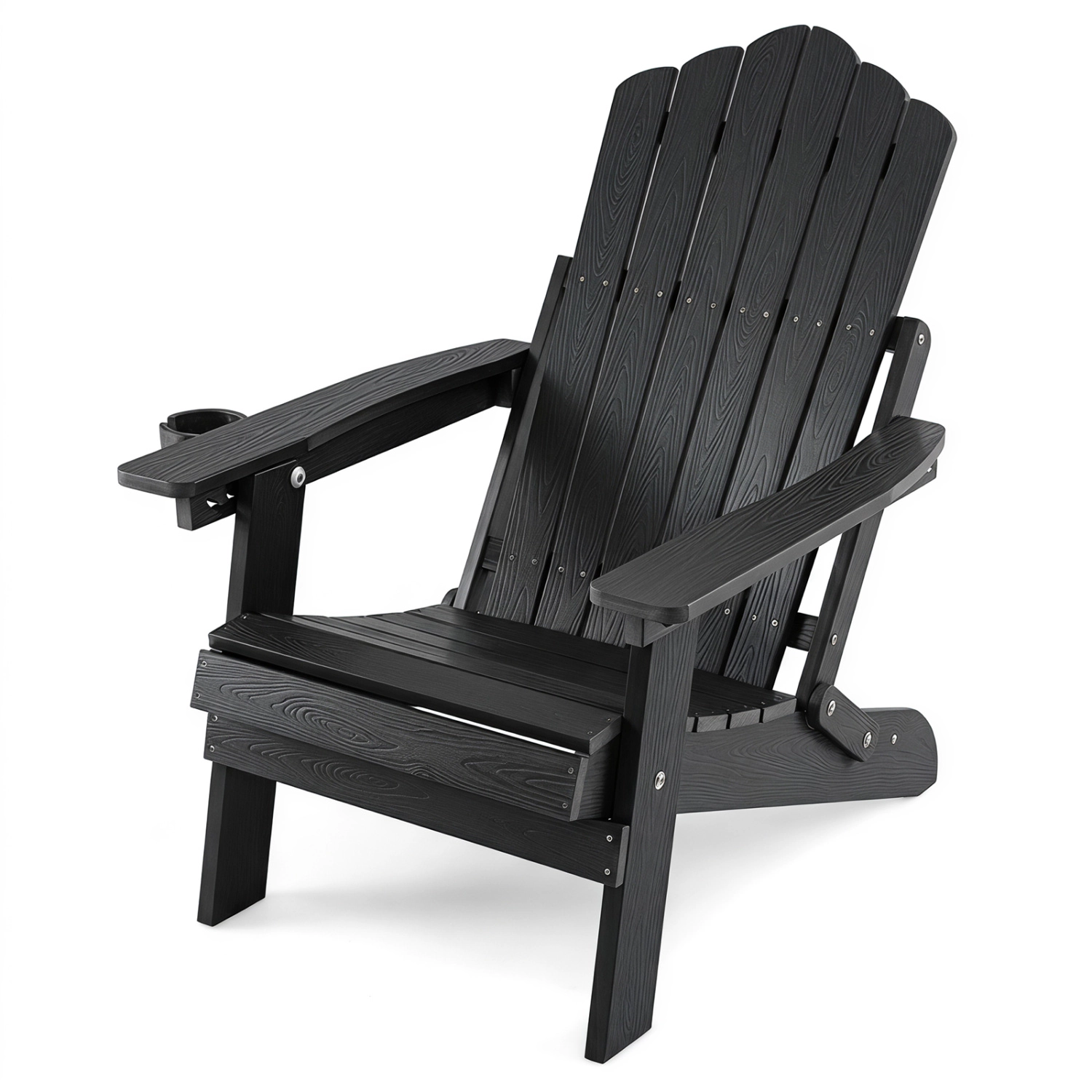 LJG Outdoor Folding Adirondack Chair with Cup Holder and 5-Level Backrest