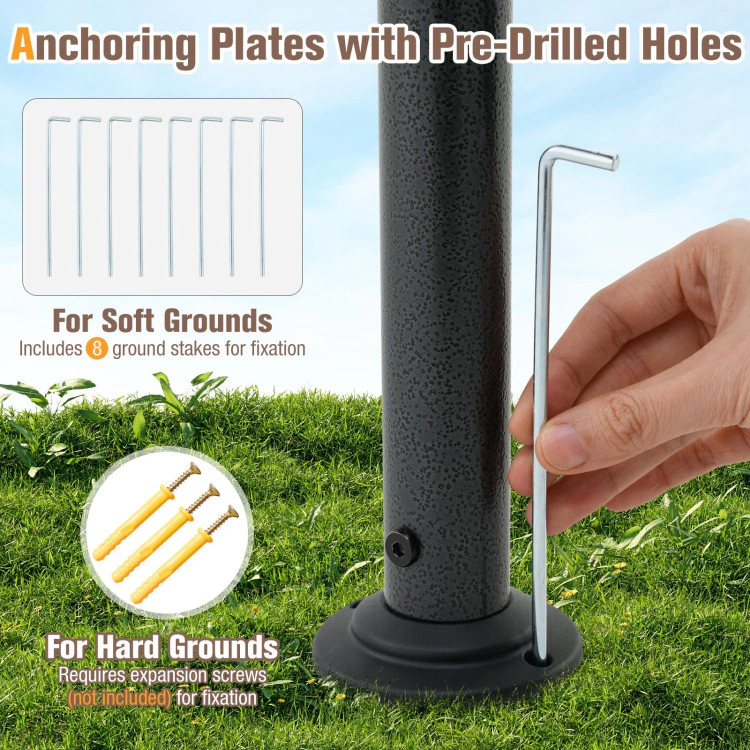 Hivvago Outdoor Grill Shelter with 2 Shelves and 6 Hooks