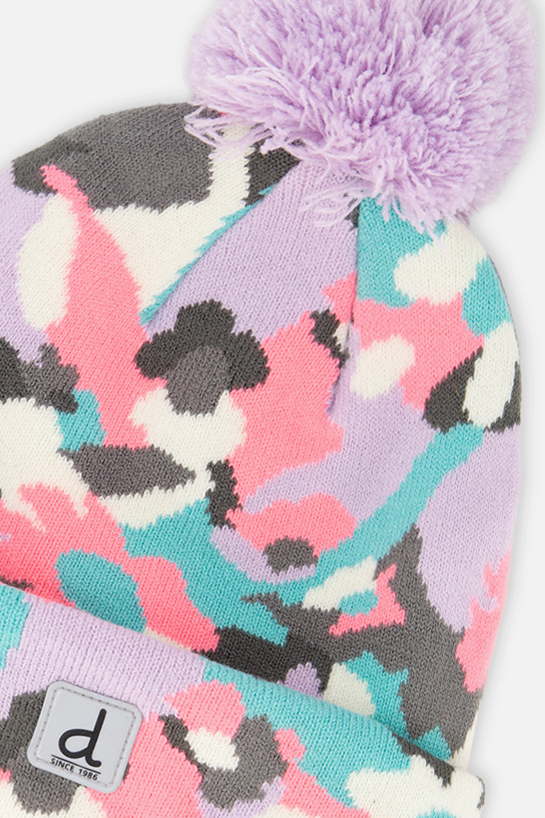 Deux par Girls Camouflage Winter Knit Hat with Pompom