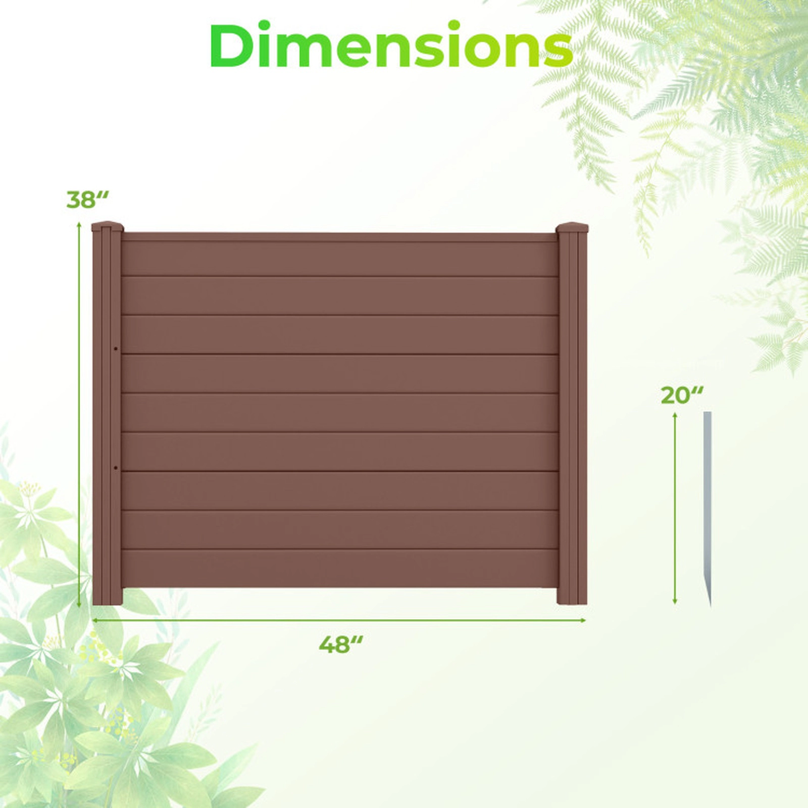 SUGIFT 3-Panel 48 x 38 in Garden Trellis Air Conditioner Fence with Metal Ground Stakes for Patio and Backyard Brown