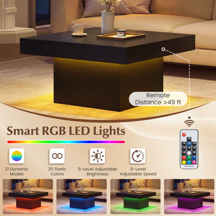 Hivvago Coffee Table Accent With Led Lights And Dynamic Modes