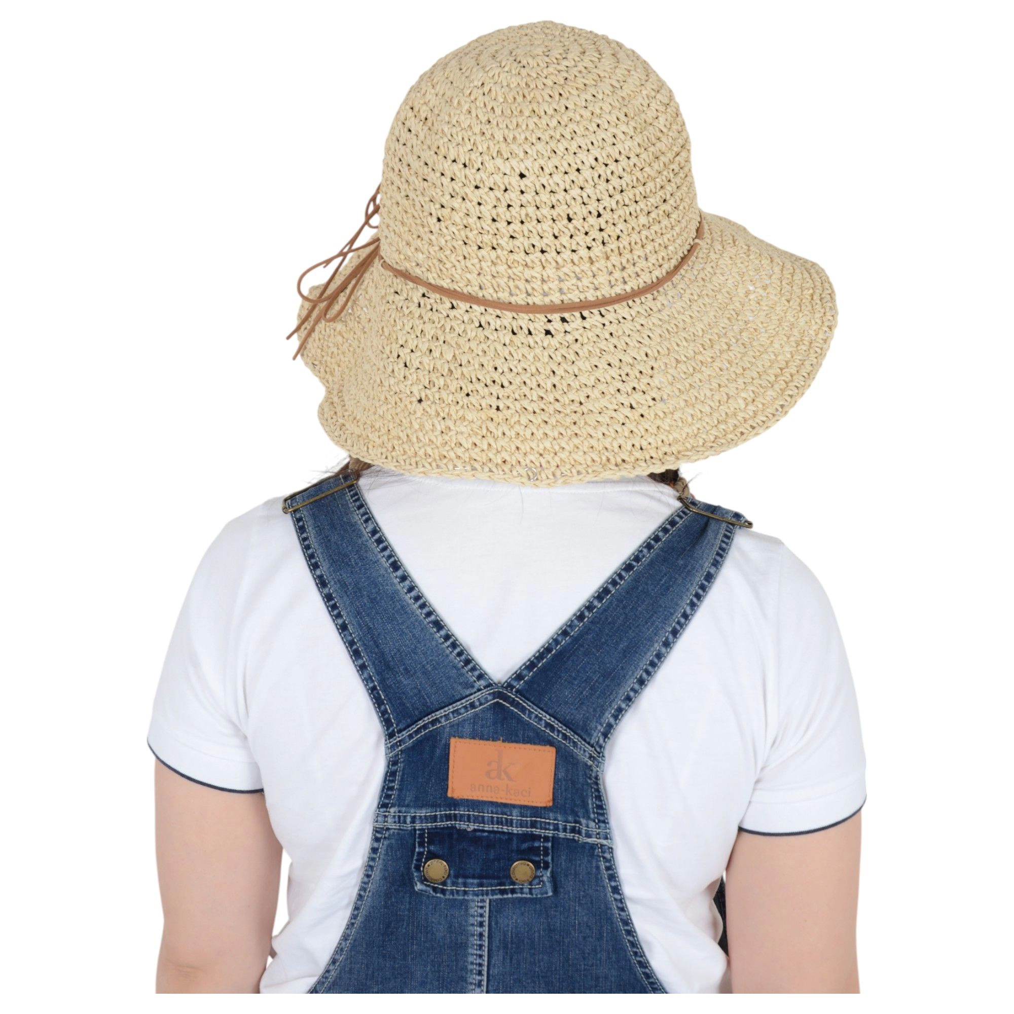 Anna-Kaci Women's Woven Floppy Sun Hat with Rounded Crown and Decorative Bow Detail