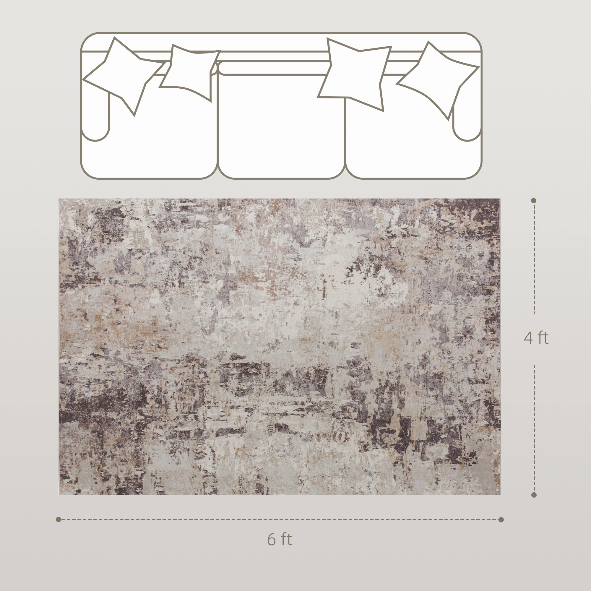 HONGGE Machine Washable Area Rug, Non-Slip Modern Abstract Floor Carpet for Living Room, Bedroom, Dining Room