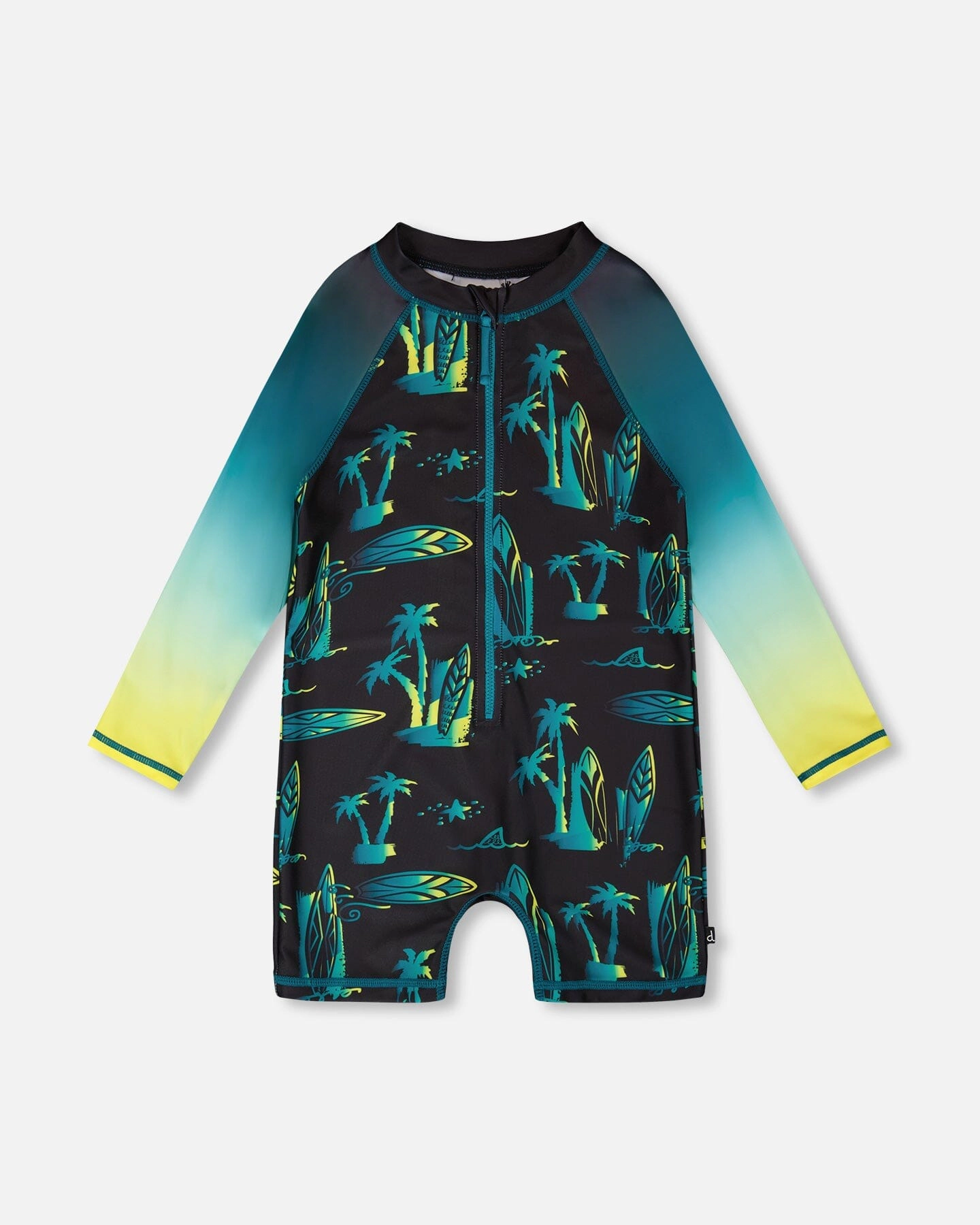 Deux par Boys Surf Print Front Zip One-Piece Long Sleeve Rashguard