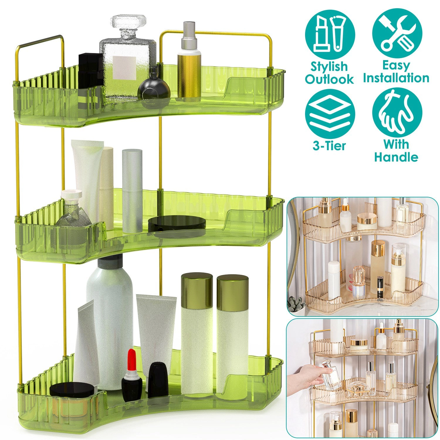 GBruno 3-Tier Corner Bathroom Countertop Organizer