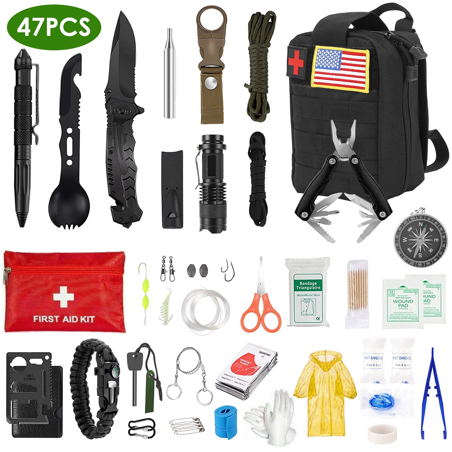 GBruno 47-Piece Emergency Survival Kit With Pouch