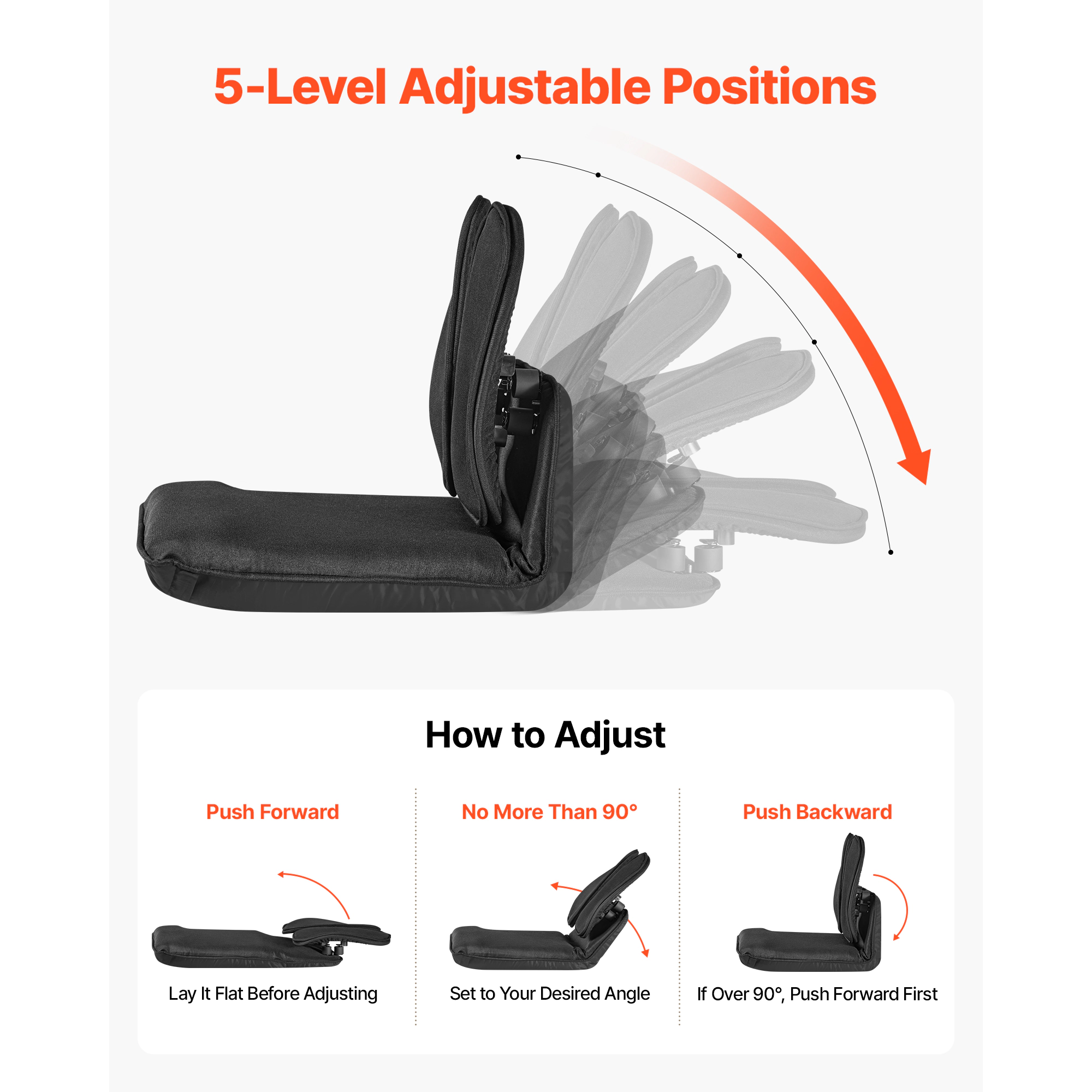 HONGGE Floor Chair 5 Adjustable Positions Folding Floor Gaming Chair with Ergonomic Back Support Sturdy Metal Frame