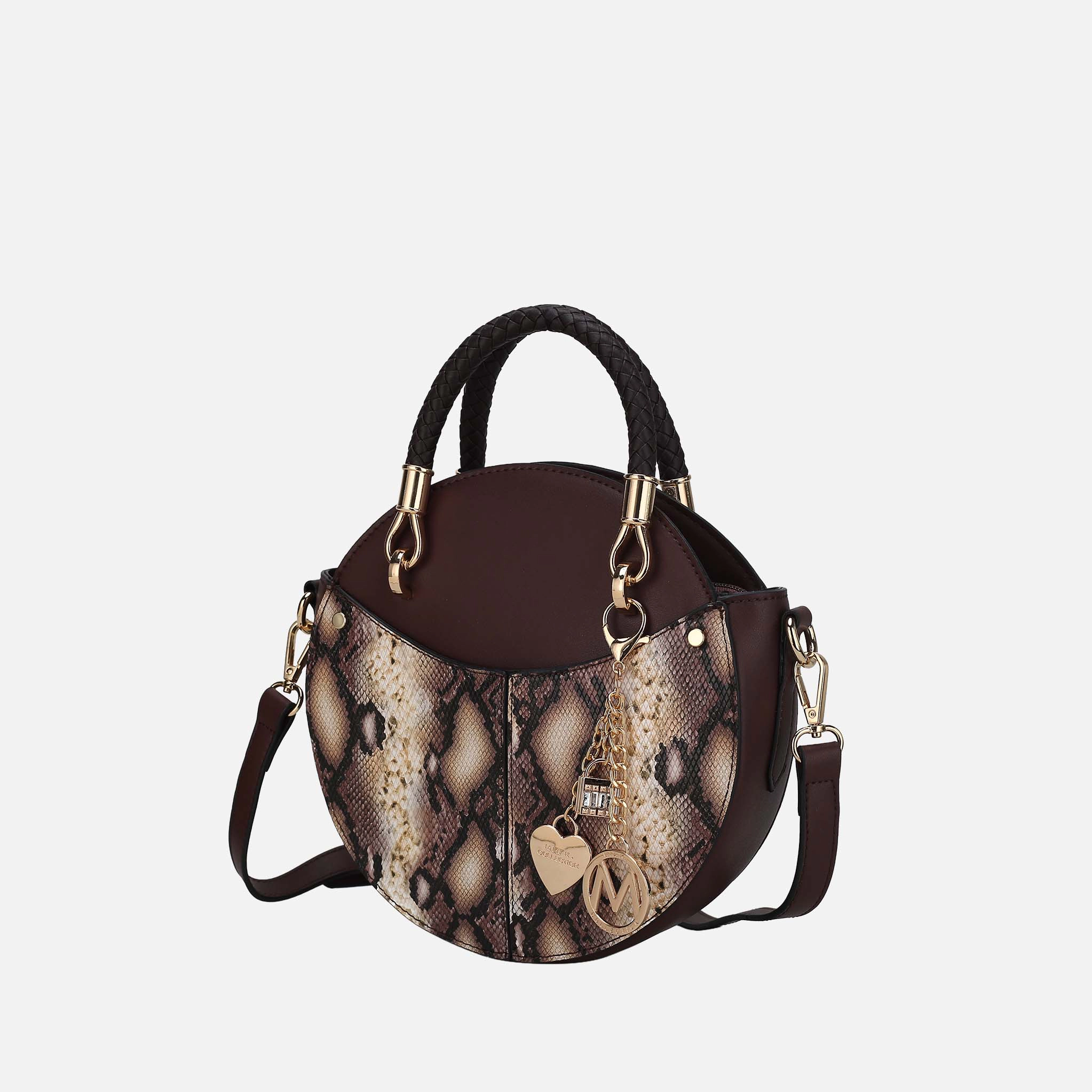MKF Collection Camille Women’s Round Crossbody Bag - Snake Embossed Vegan Leather Shoulder Bag