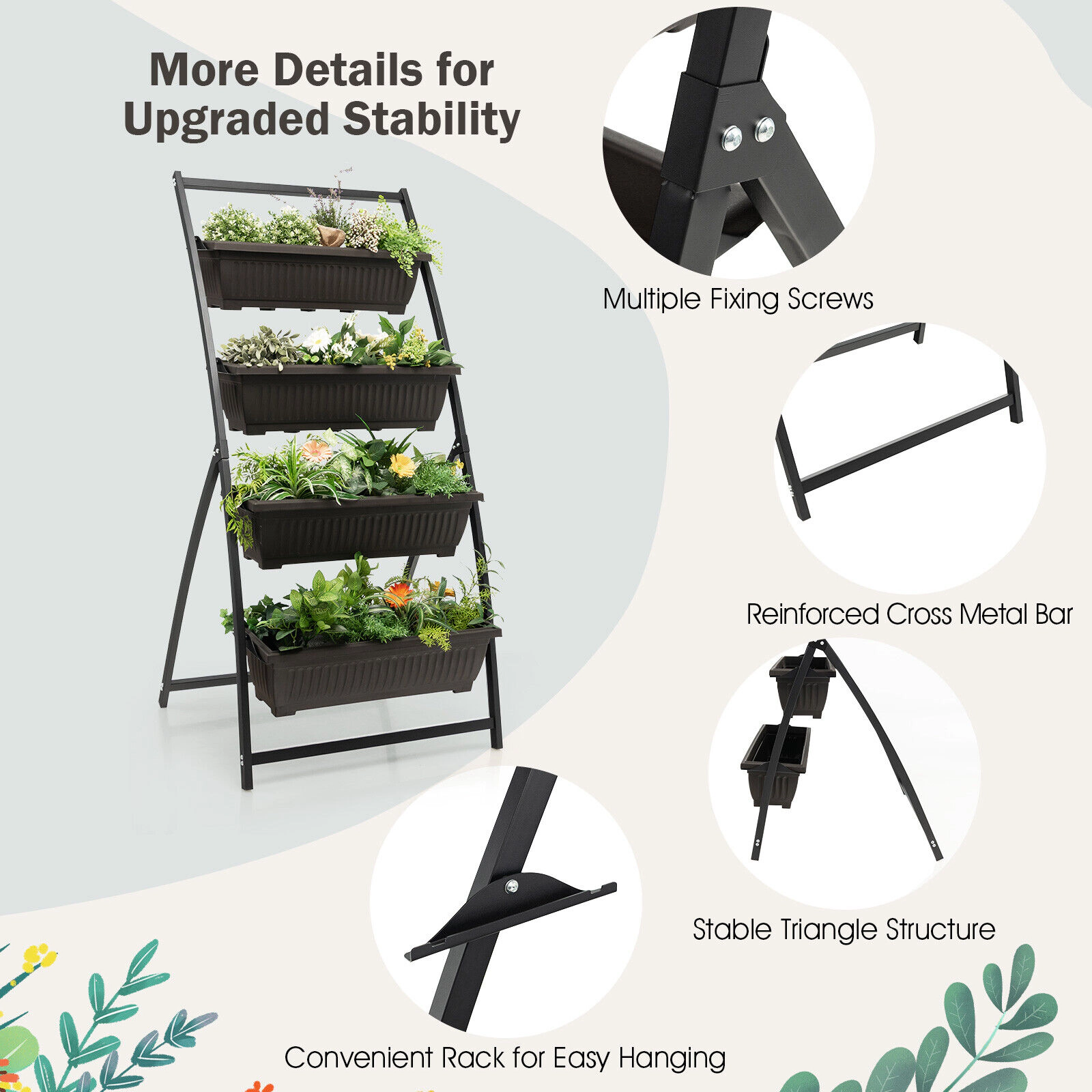 SlickBlue Outdoor 4-Tier Vertical Raised Garden Bed Planter