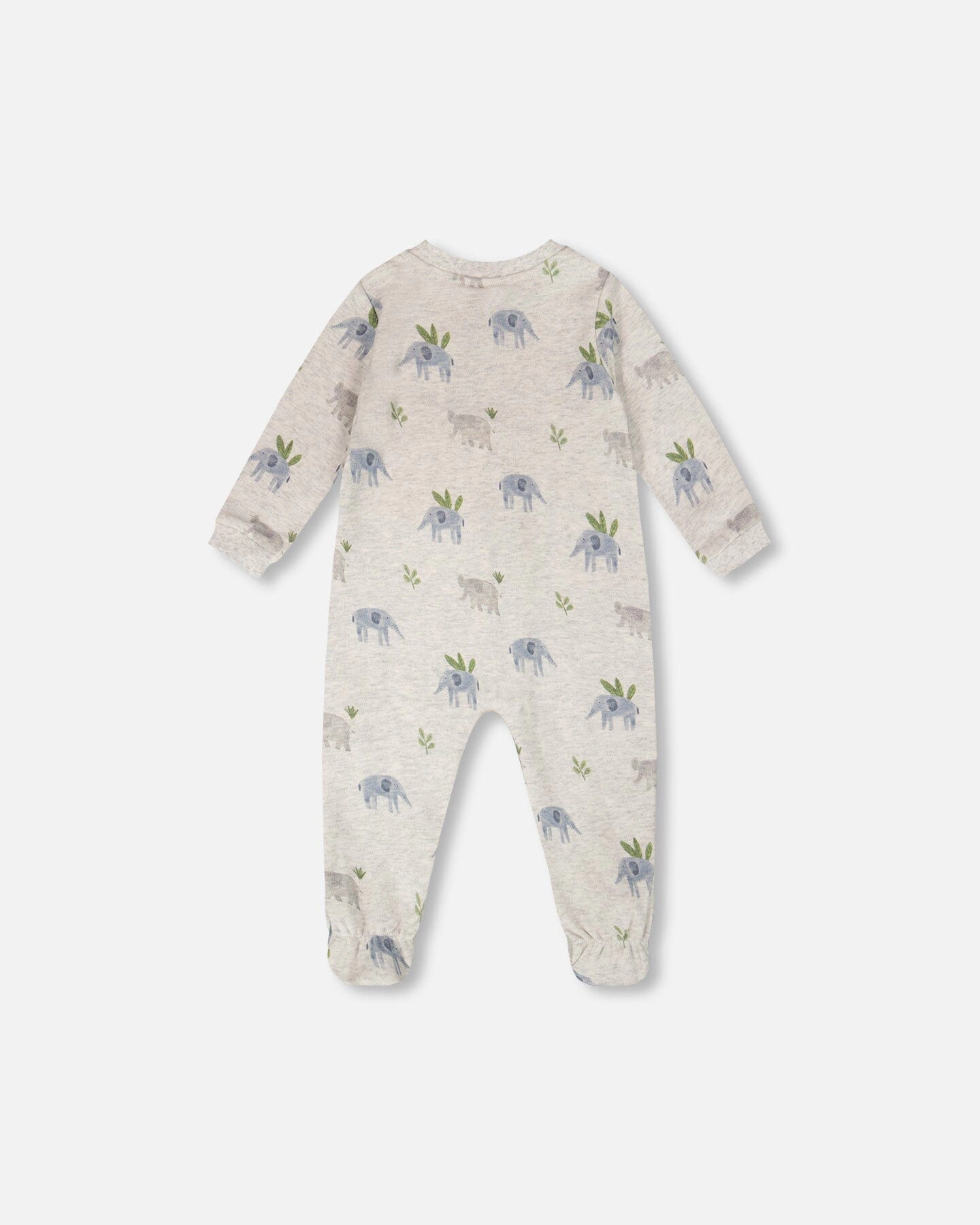 Deux par Boys Organic Cotton Full-Length Zip Elephant Print One-Piece Pyjama