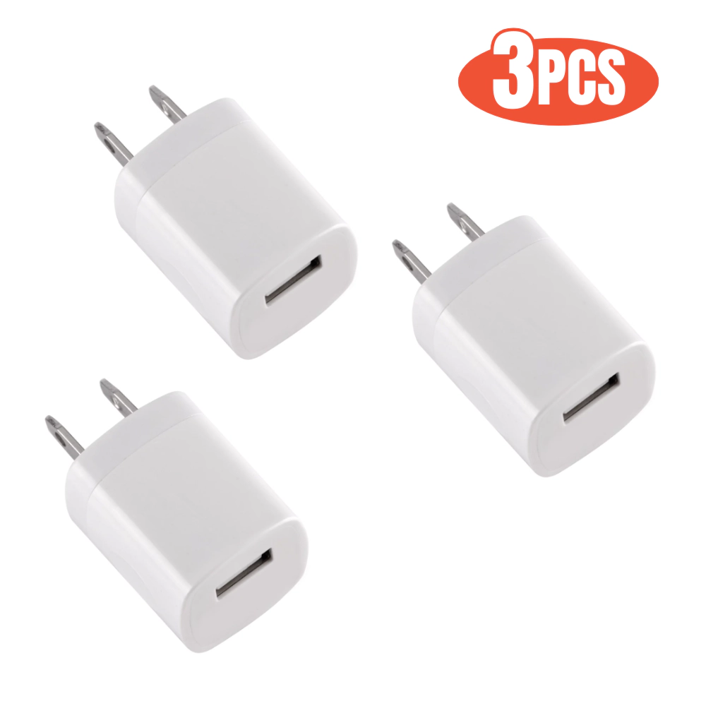 Qixxronics 3pcs USB Port Charger Cube for iPhone 7/6S/6S Plus/6 Plus/6/5S/5, Samsung Galaxy S7/S6/S5 Edge, LG, Moto