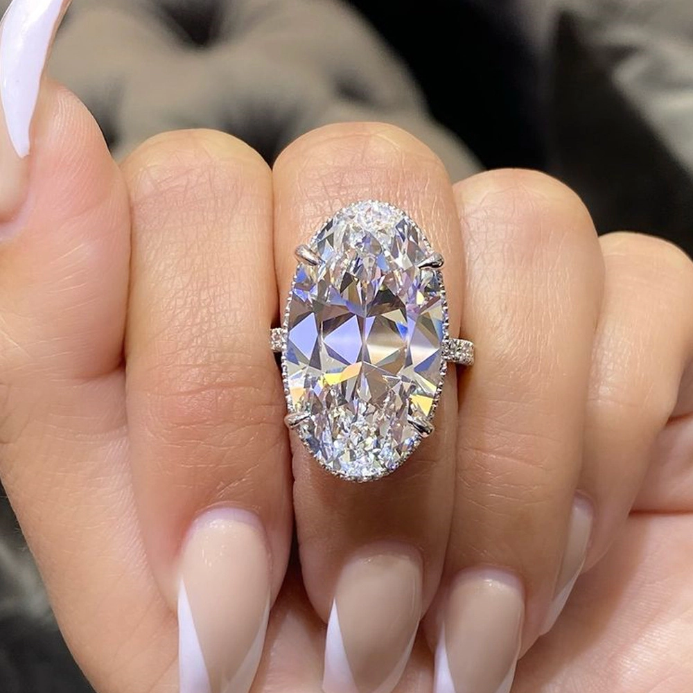 Large Oval Cubic Zirconia Engagement Ring for Women Wedding Jewelry