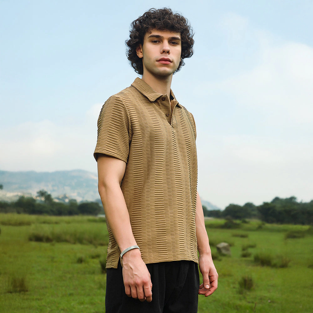 Flatten-Ruched Polo T-Shirt