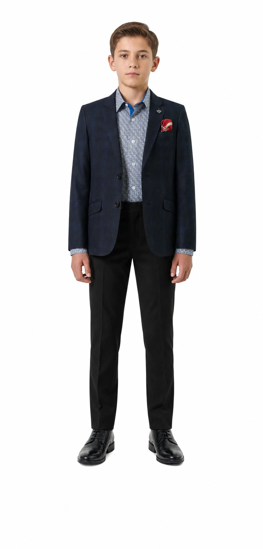 Elie Balleh Boys Slim Fit Checke Sports Coat Blazer