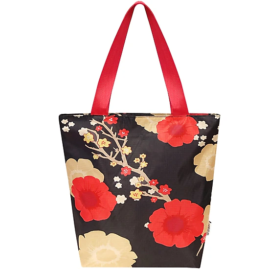 Wrapables Carryall Shopping Travel Tote Bag with Durable Ripstop Polyester, Midnight Floral