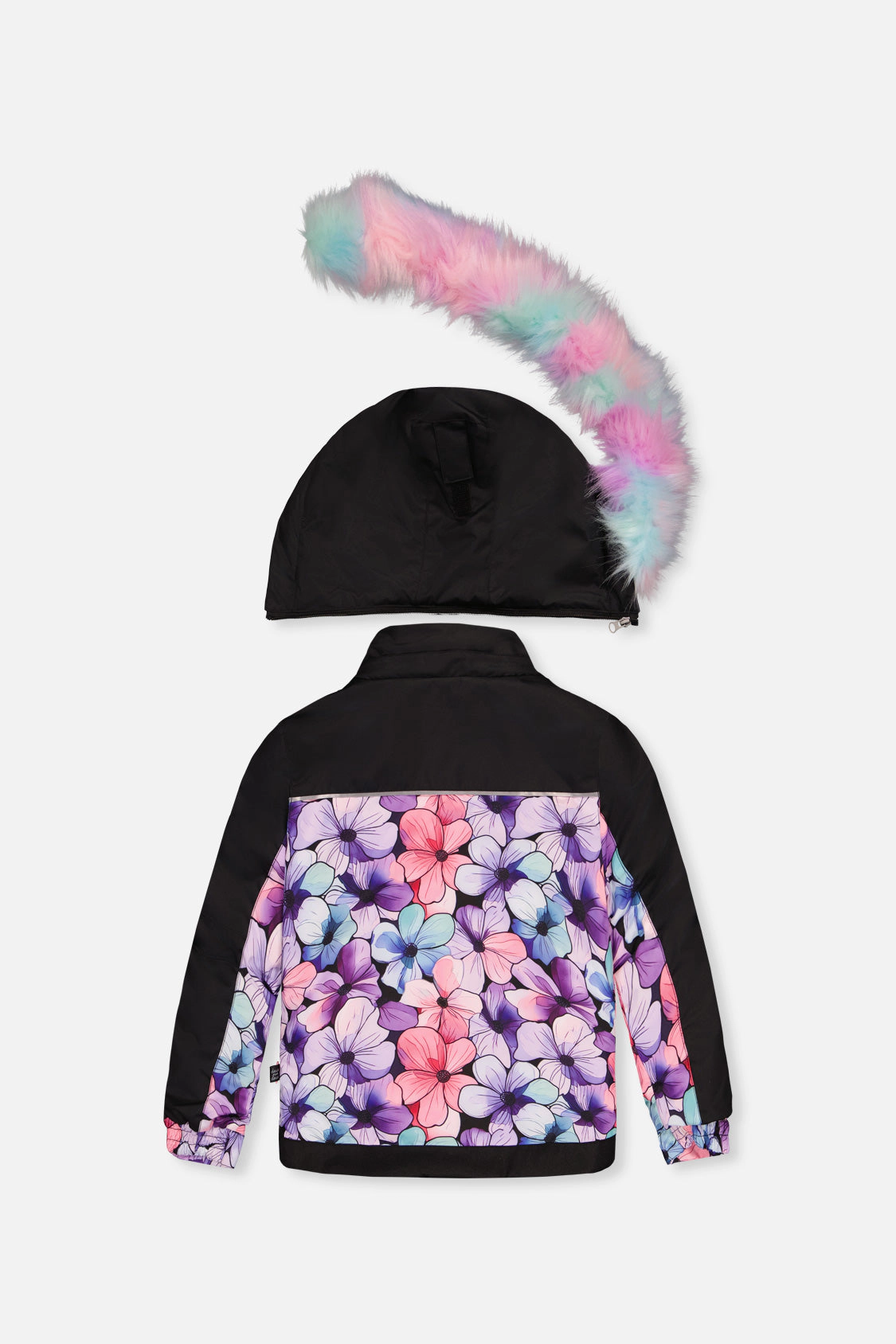 Deux par Girls Floral Print Two Piece Play Snowsuit with Hooded Jacket and Gradient Snow Pants