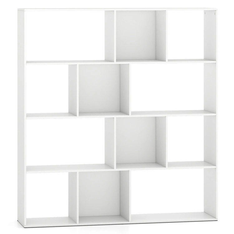 Hivvago Open Shelf Bookcase 4-Tier Modern Bookshelf with 12 Storage Compartments