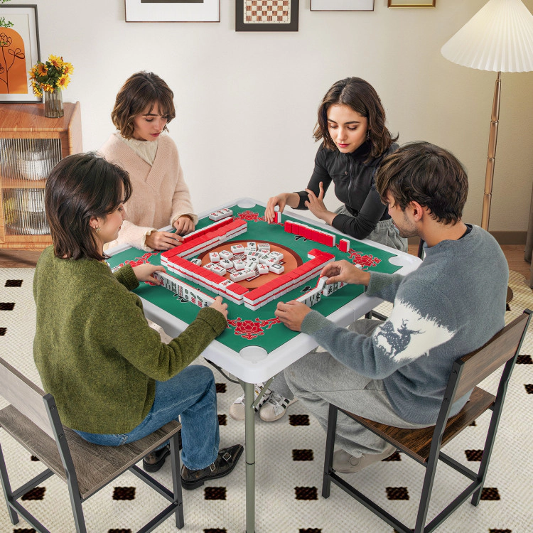 SUGIFT 35-in Square 180-lb Capacity 4-Player Folding Mahjong Table with Cup Holders and Anti-Slip Mat