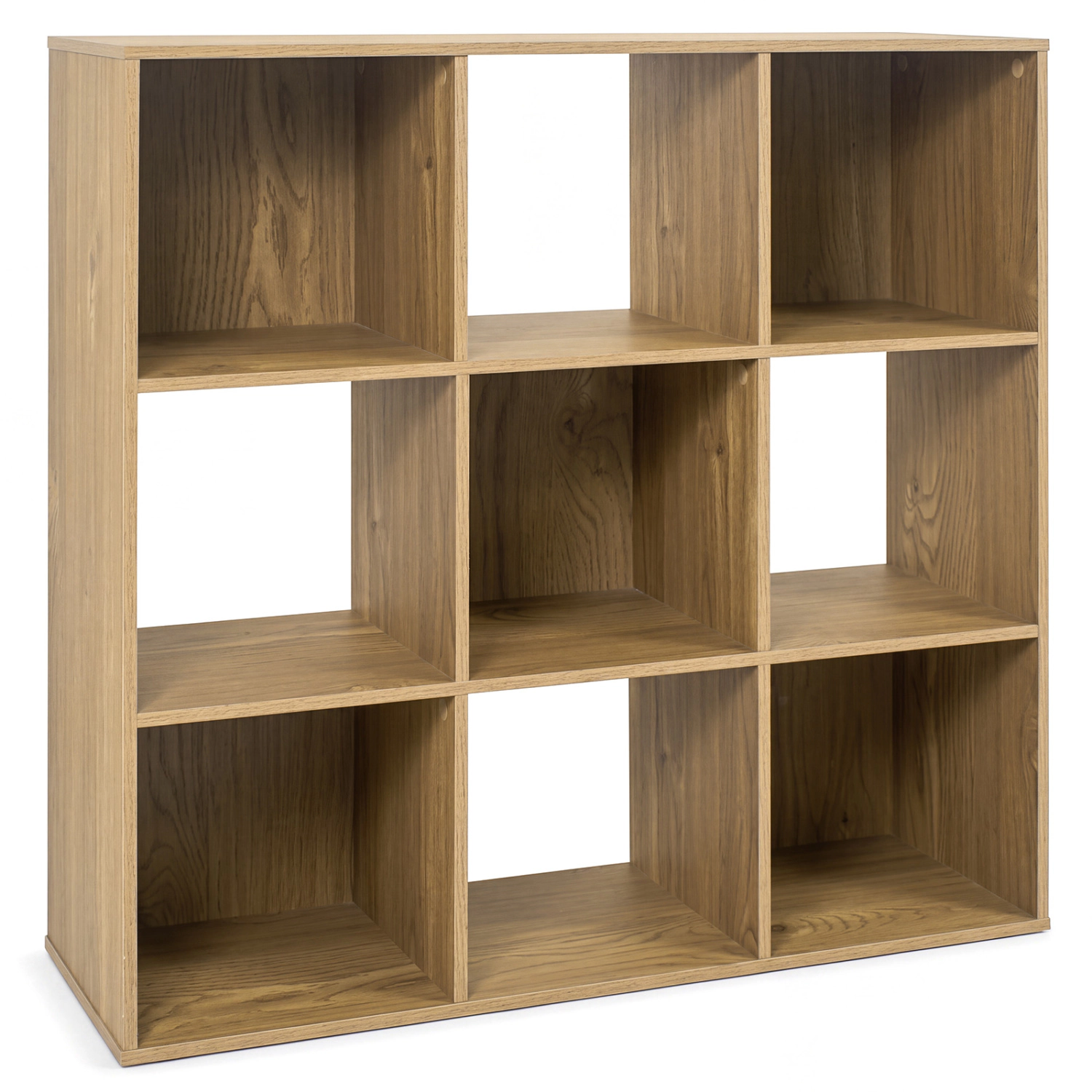 LJG 9-Cube Wooden Bookshelf with 2 Anti-Tip Kits for Toys Books Decorations in Living Room