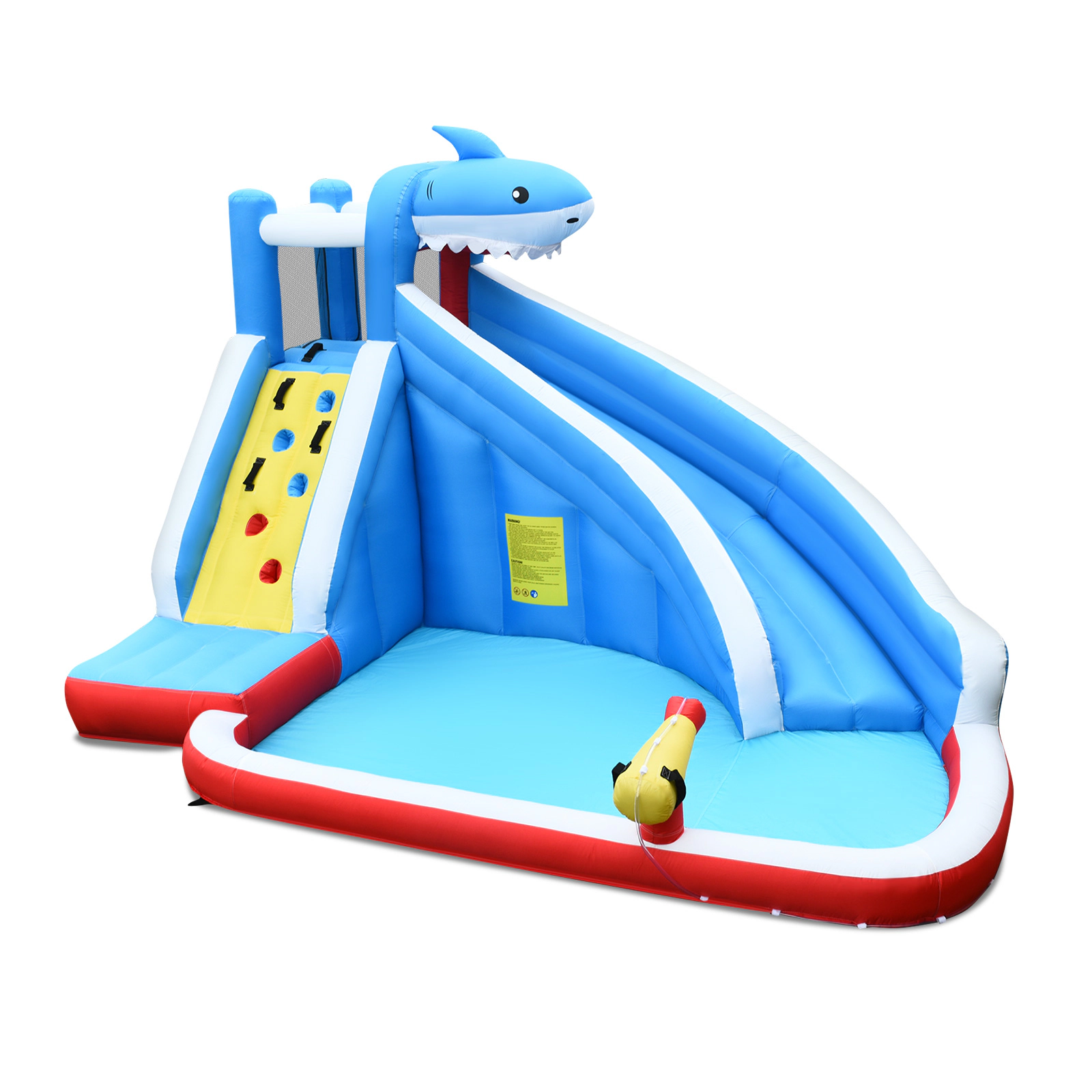 SUGIFT Inflatable Shark Bounce House with Water Slide and Climbing Wall 265-lb Capacity Ages 4-12 Multicolor