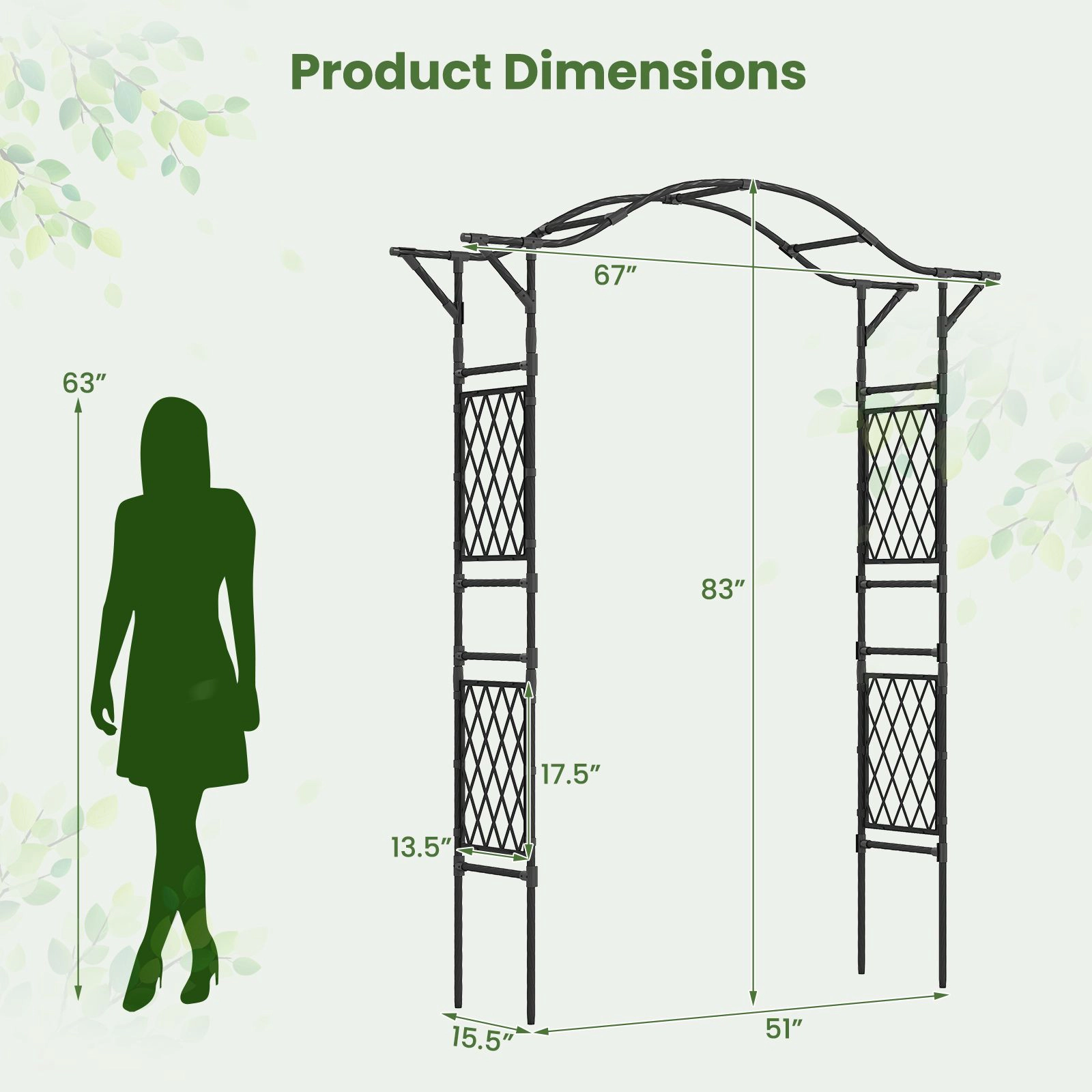 SlickBlue Outdoor Garden Arch for Climbing Plants and Vines