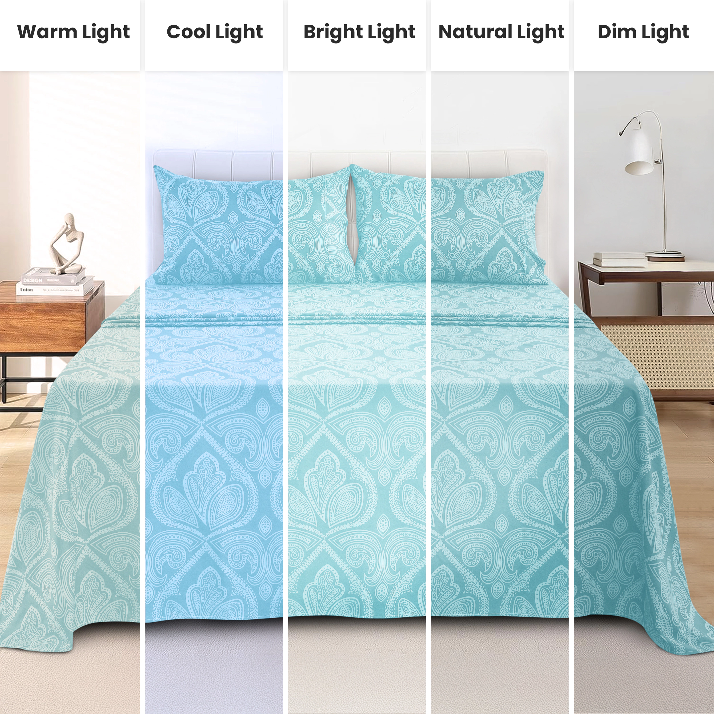 Lux Decor Collection 4-Piece Paisley Printed Bed Sheets Brushed Microfiber Deep Pocket Sheet Set